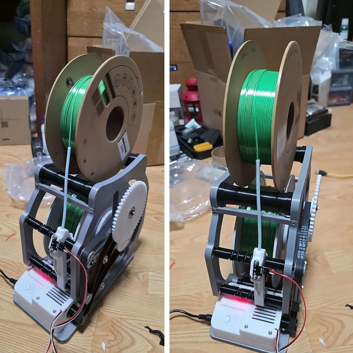 Filamentaufwickler für 3D-Drucker mit intelligenter Start-Stopp-Funktion, Verbrauchsmaterialsensor und sauberer Wicklung für universelle 1-kg-Spulen