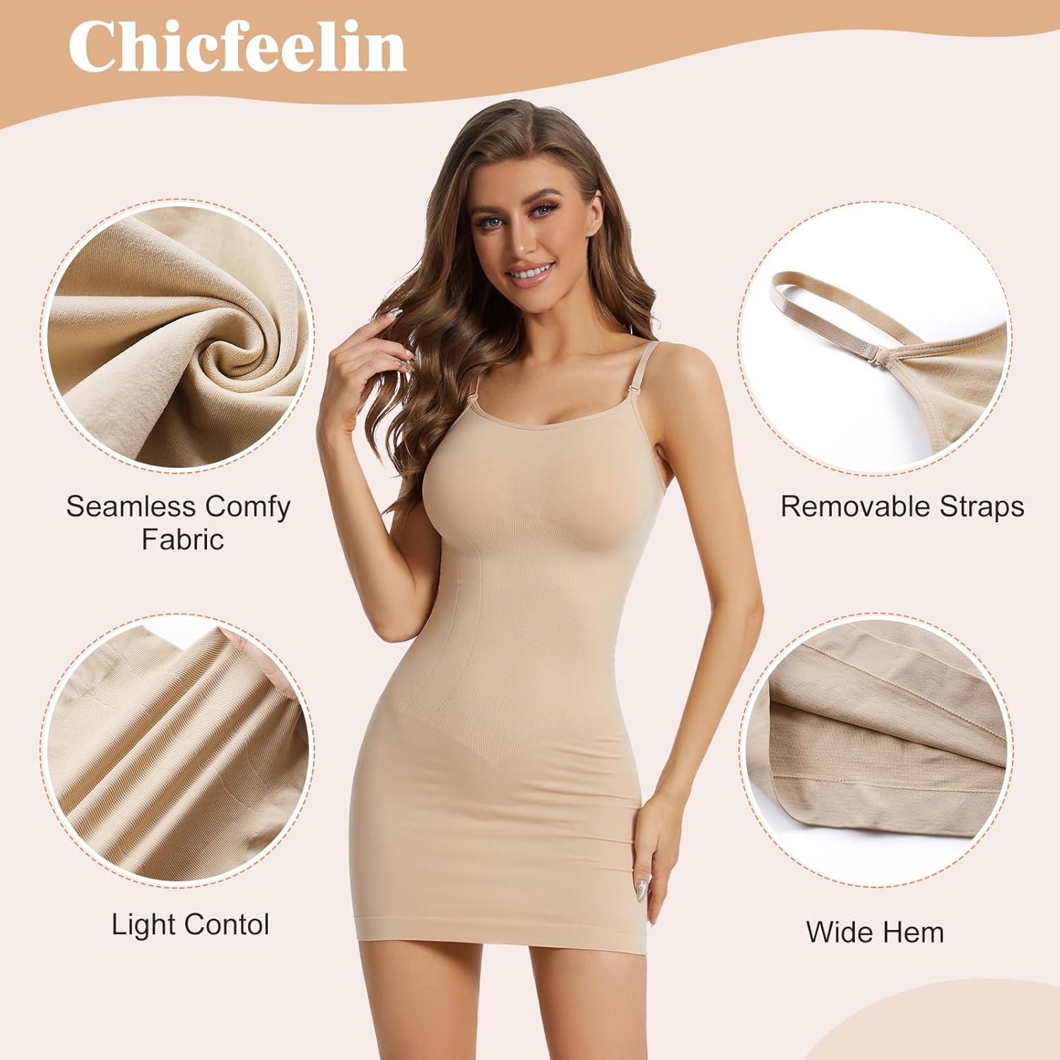 Shapewear Slip Dress for Women Tummy Control Full Slip Seamless Body Shaper for Under Dress Shapewear - Image 3