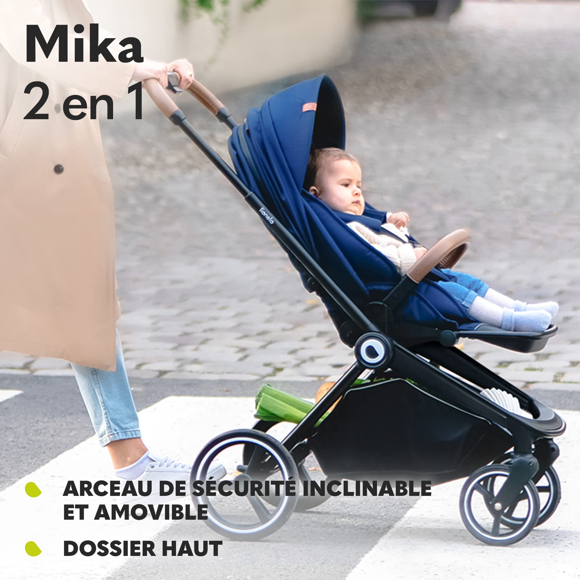 LIONELO Mika poussette enfant compacte 2en1, nacelle, poussette canne, poussette cosy, un habillage de pluie, une moustiquaire, un chauffe-pieds, poussette compact, pousette bebe complet