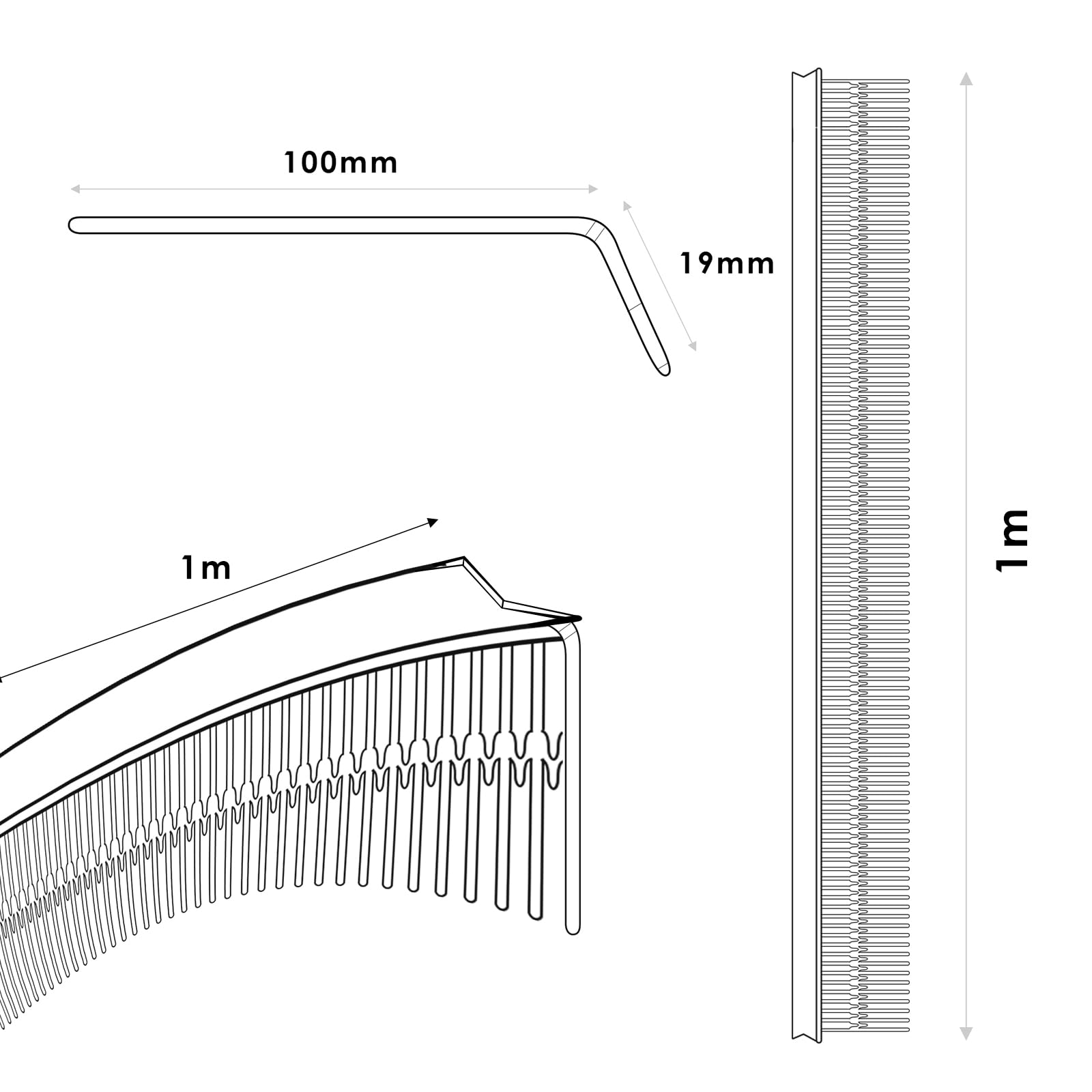 DQ-PP Peine de ventilación para cumbrera – 10m (10 piezas x 1m) – 100mm – Marrón (RAL 8017) – Ventilación de cumbrera – Peine para canalones