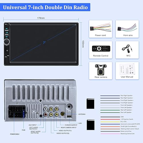 Miniatura 6 de Estéreo de auto CarPlay doble DIN de 7 pulgadas con Car Play y Android Auto, radio de pantalla táctil de 7 pulgadas con enlace