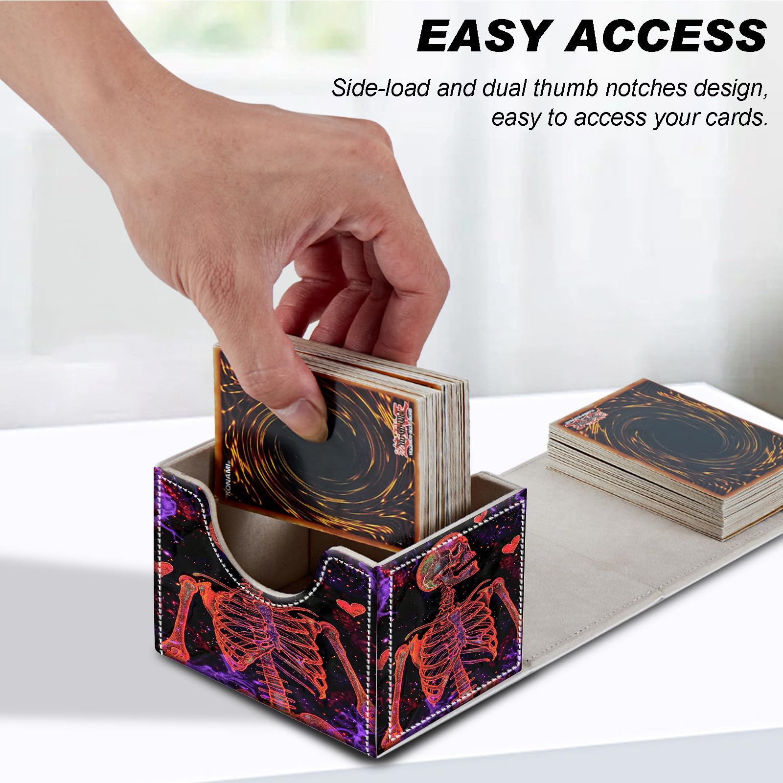 kieyeeno Deck Box for Magic The Gathering Cards, Trading Card Box for Plus de 100 Tarjetas, Compatible con MTG TCG Commander PTCG PU PU Deckbox (Black