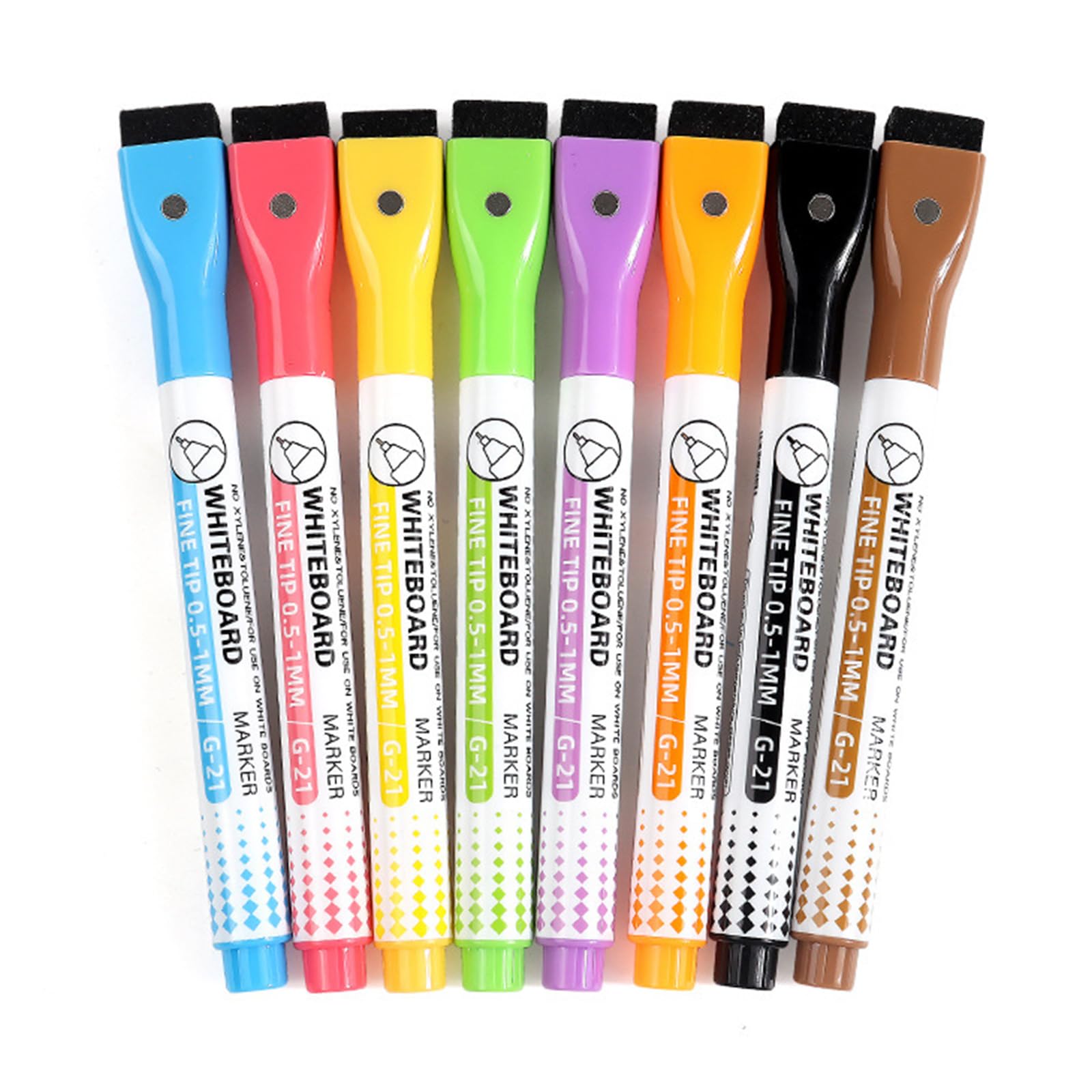 8 marcadores coloridos con borrador para pizarra blanca de 0,5 mm, punta fina, 8 colores borrables