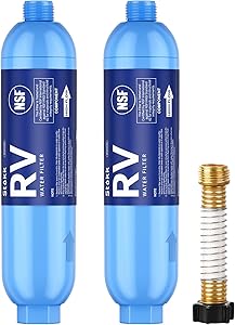 Stokk RV Water Filter with Flexible Hose Protector, NSF Certified, Inline Water Hose Filter for Garden, Camper and Pool, Greatly Reduces Bad Taste, Chlorine, Odor, Rust and Sediment, 2 Pack