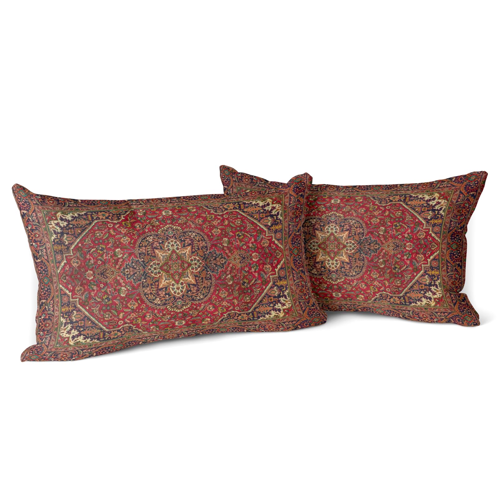 Snylcce Boho Throw Pillow Covers Set of 2 Maroon Antique & Vintage Design