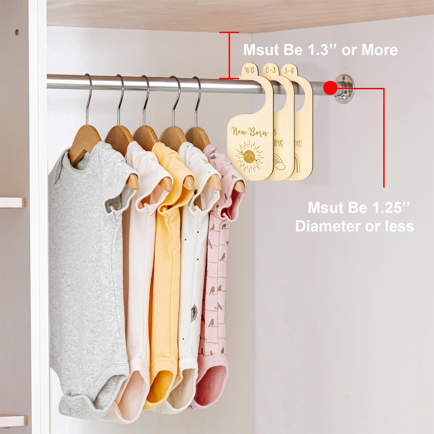 XNBTFK 7Pcs Baby Wardrobe Dividers,Baby Clothes Dividers,Wood Double-Sided Organizer From Newborn To 24 Months,Wardrobe Dividers,Wardrobe Dividers For Baby Clothes,Baby Clothes Organiser - Image 3