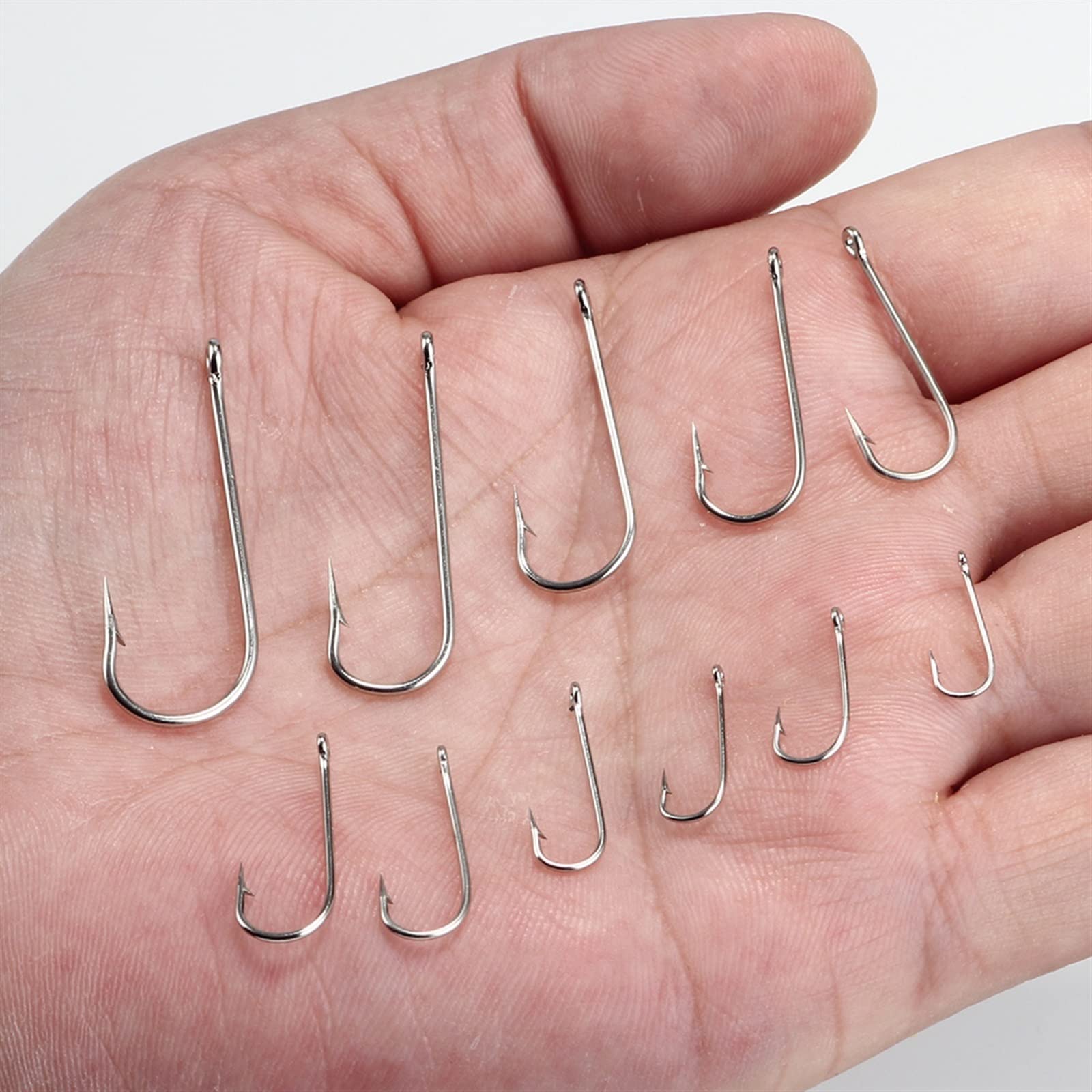 Amo da Pesca Amo da Mare con Anelli Grandi in Nichel Tondo 100 Pezzi/Scatola Ganci for Jigging Carpa Amo Attrezzatura da Pesca 10# -20# Accessori per la Pesca (Color : 15#)