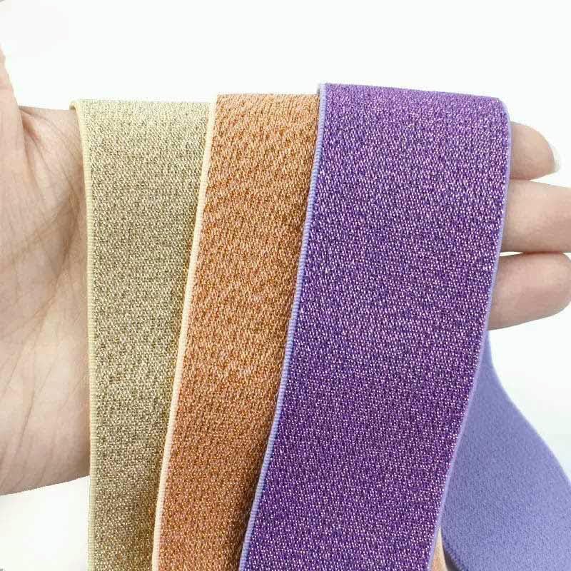 Elastyczna taśma nylonowa, Nylon Elastic Webbing Band Multicolor 25-50mm 2/5/10 Meters(BlackSilver 50mm,10Meters)
