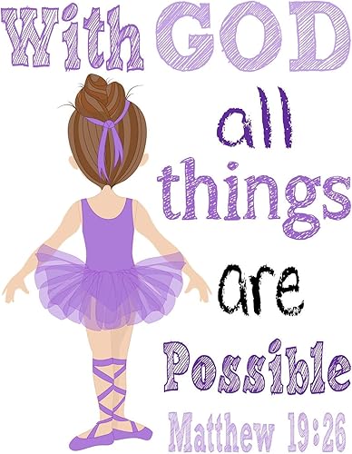 Miniatura 3 de Ballerina in Purple Christian Nursery Decor Set of 4 Prints with Bible Verses