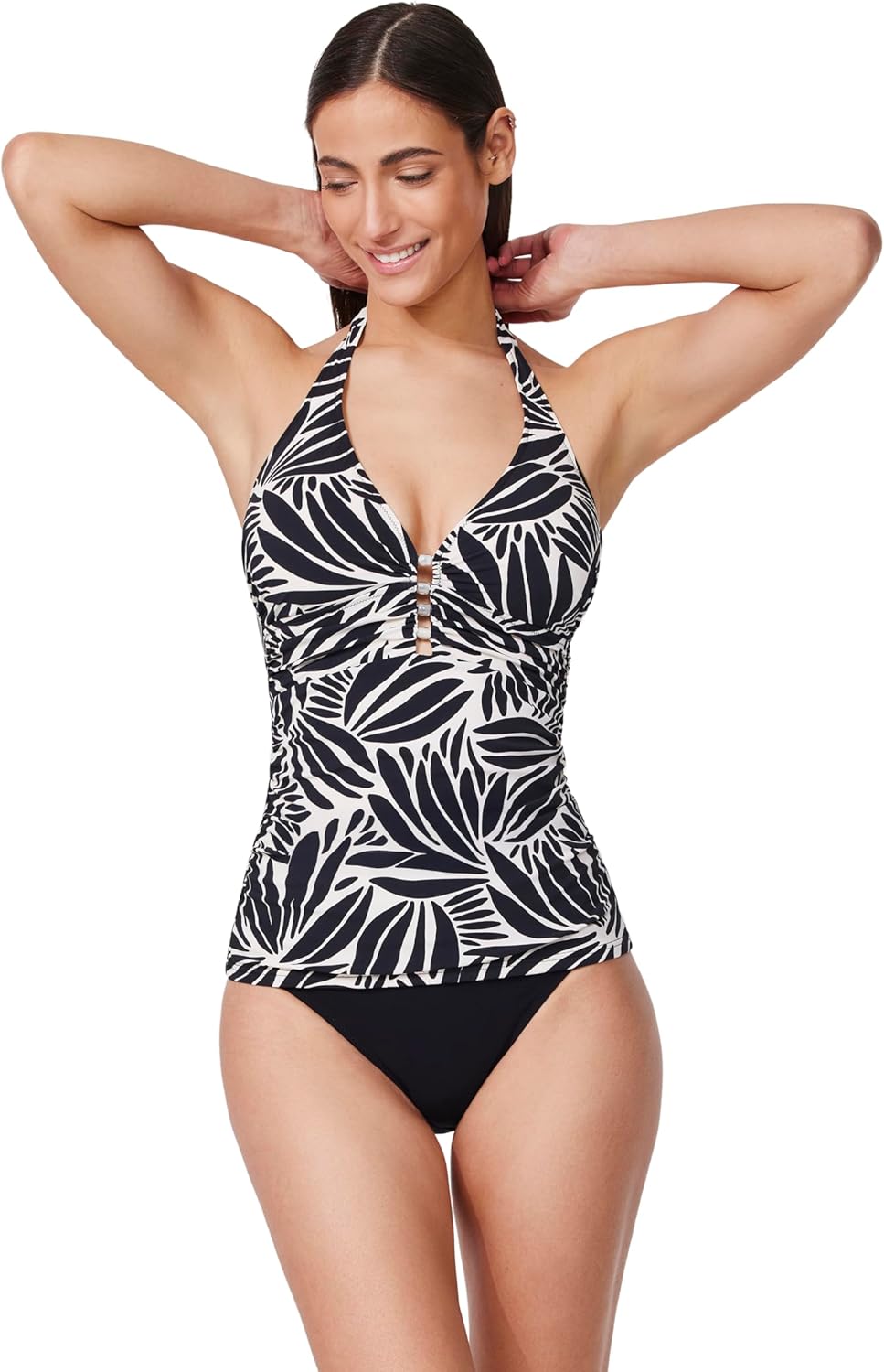 Profile by Gottex Tankini Top- Beaded Front Ladder Design, Adjustable Halter Straps, Soft Cups, Bottoms Sold Separately