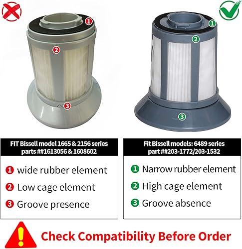 Miniatura 3 de HIFROM Filtro de repuesto compatible con Bissell sin bolsa 6489 64892 64894 10M2 filtro de aspiradora, kit de filtro de taza de suciedad (paquete de