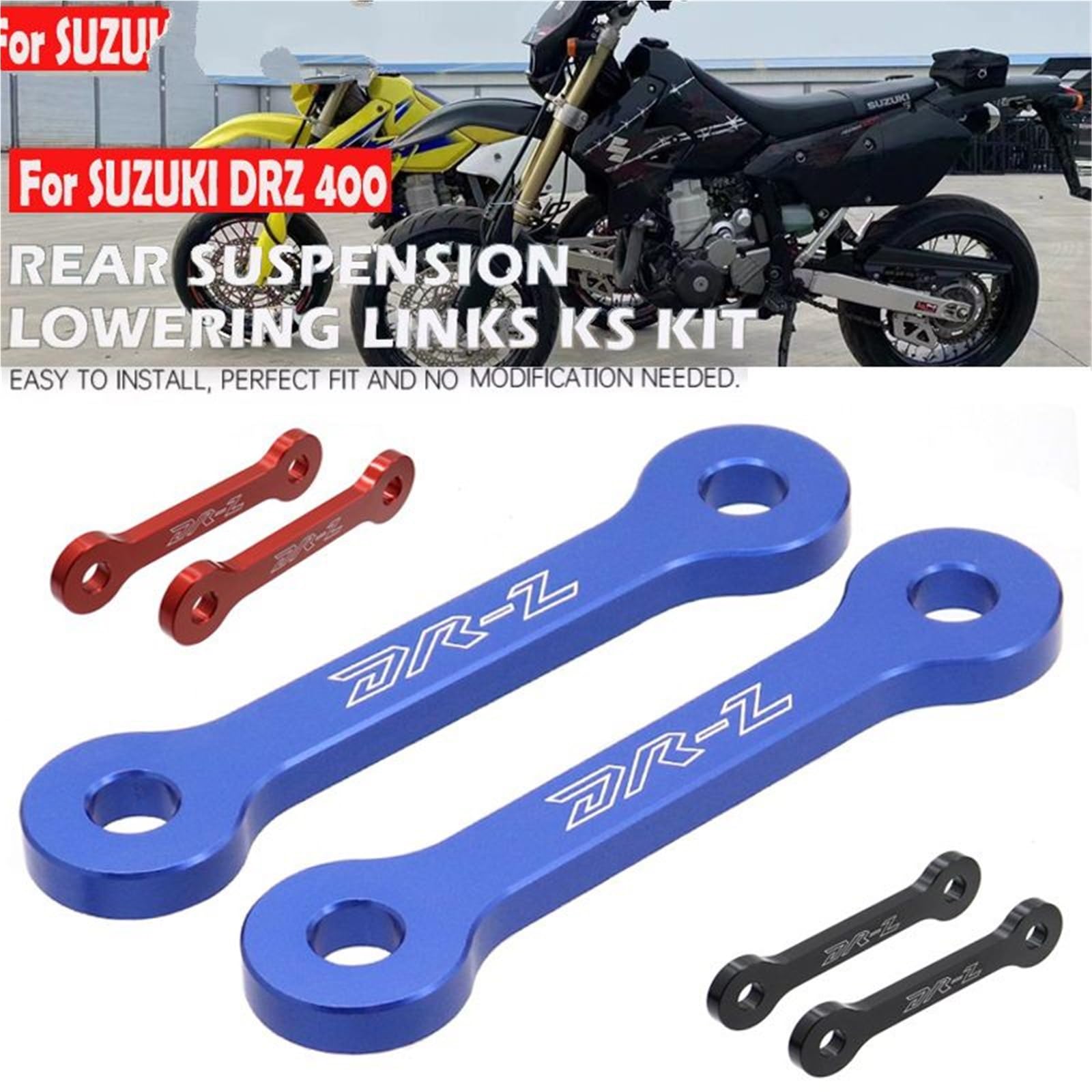 Kit de biellettes de suspension arrière for moto Suzuki DRZ400SM, DRZ400S, DRZ400E, DRZ 400 E/S/SM(Black)