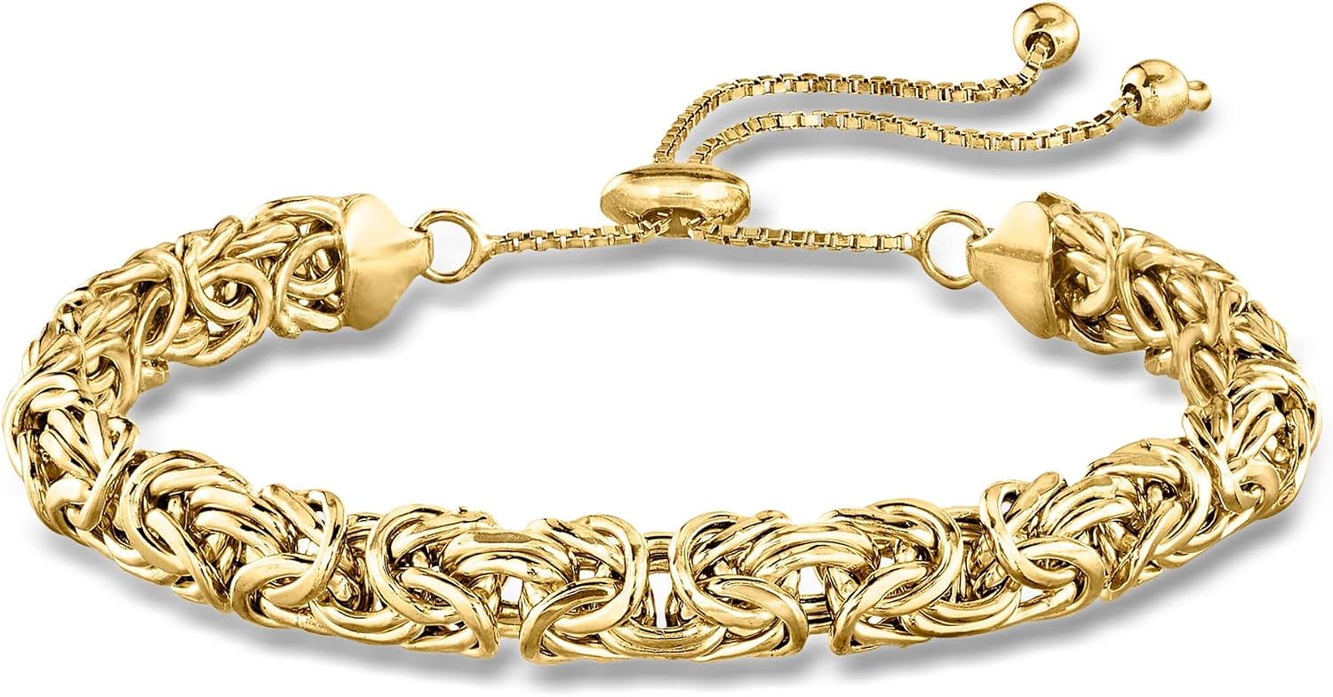 Ross-Simons 18kt Gold Over Sterling Silver Byzantine Bolo Bracelet