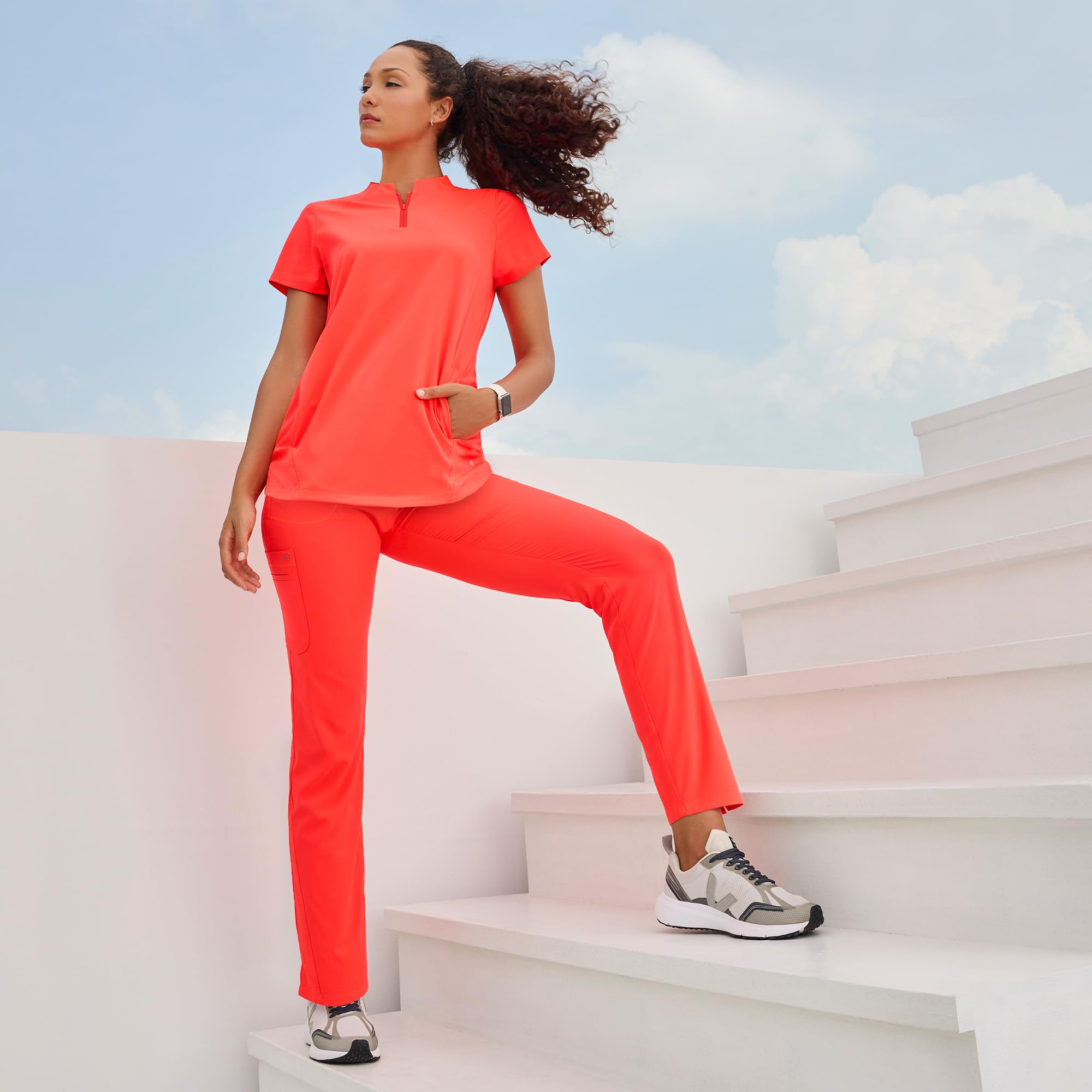 BARCO One Uplift - Pantaloni da donna con 5 tasche, a vita media, elasticizzati in spandex 360