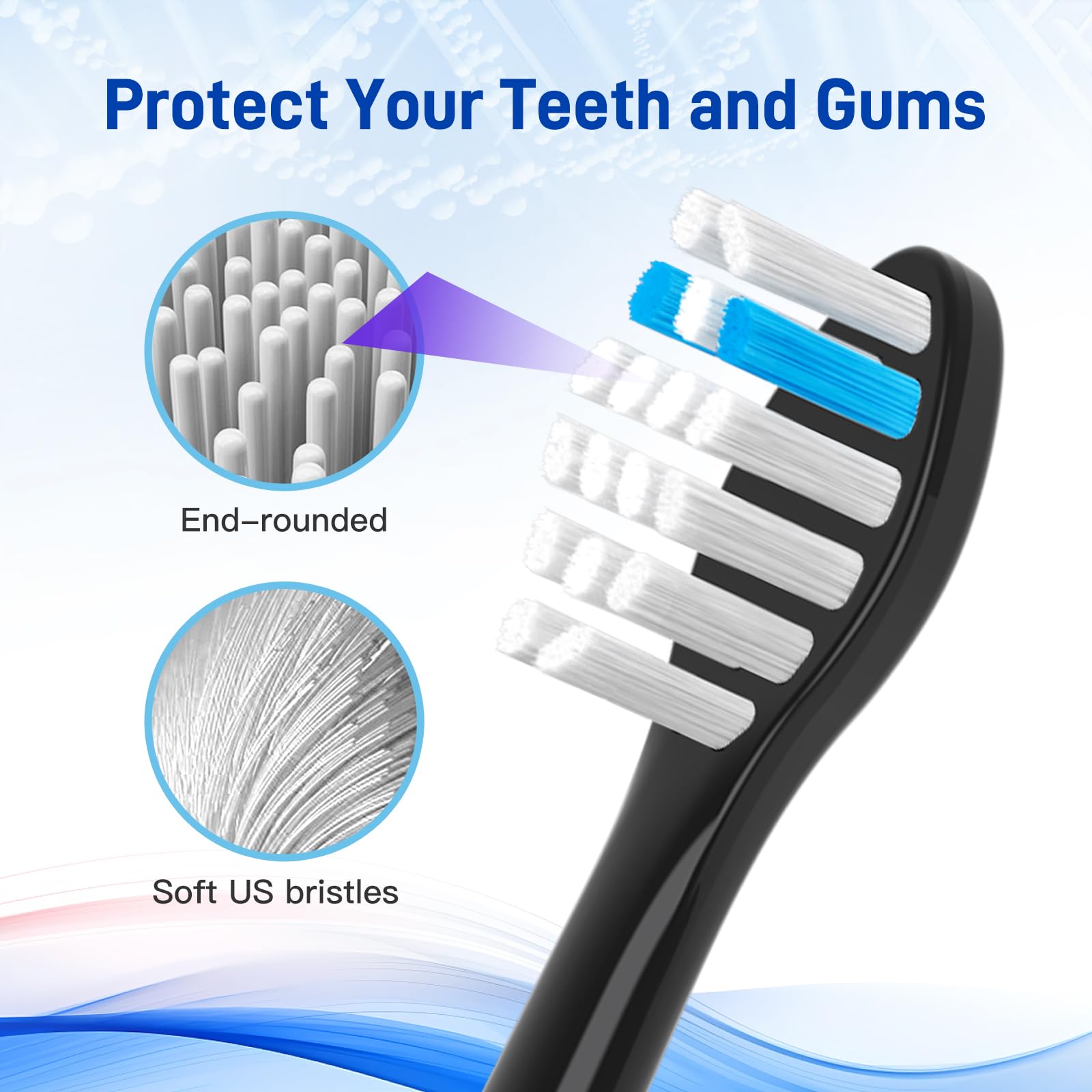 Cabezales de repuesto para cepillo de dientes eléctrico TAO Clean, negro, paquete de 10
