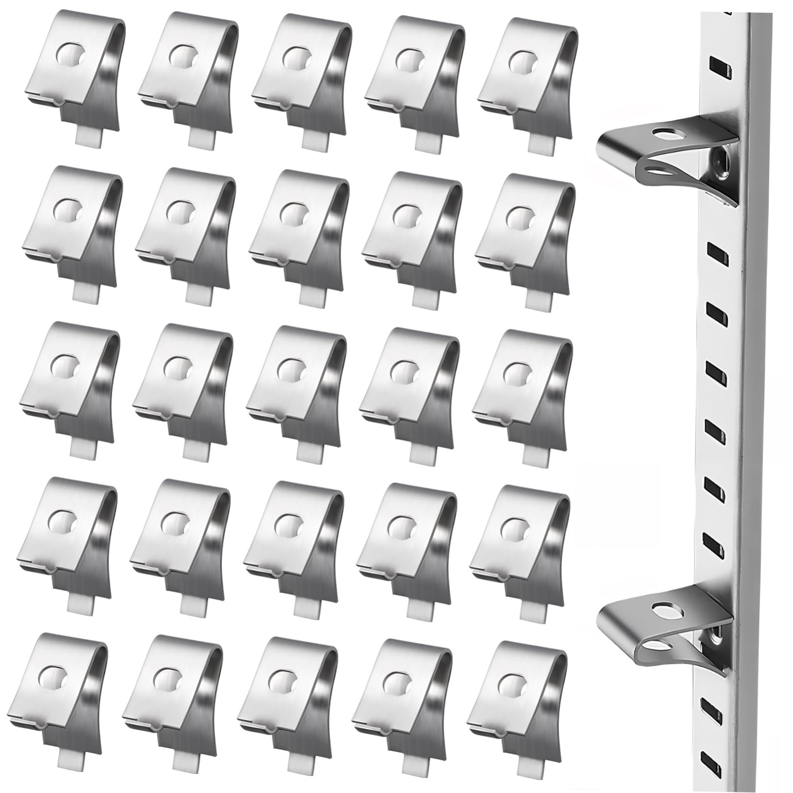 Support étagère acier inoxydable Veemoon avec 50 clips robustes pour tablette de meuble