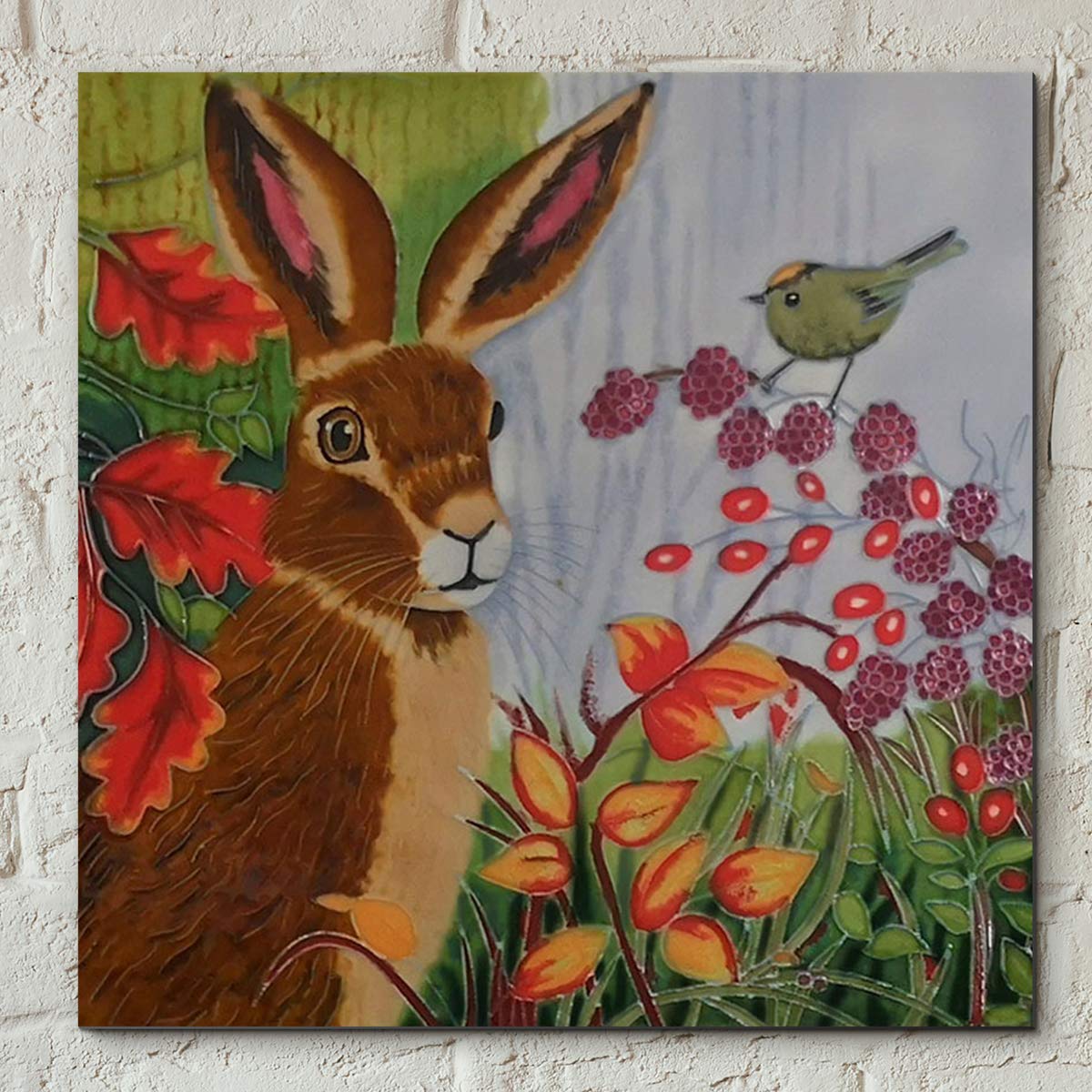 Fiesta Studios Autumn Berry by Judith Yates Decorative Ceramic Picture Tile 8x8 Home Decor Wall Plaque Gift