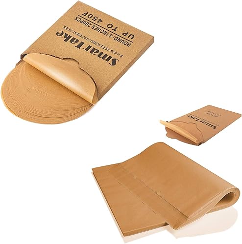 SMARTAKE Paquete de 200 piezas de papel Parchemnt sin blanquear de 12 x 16 pulgadas con pergamino redondo de 8 pulgadas, precortado y antiadherente disponible en Yaxa Colombia