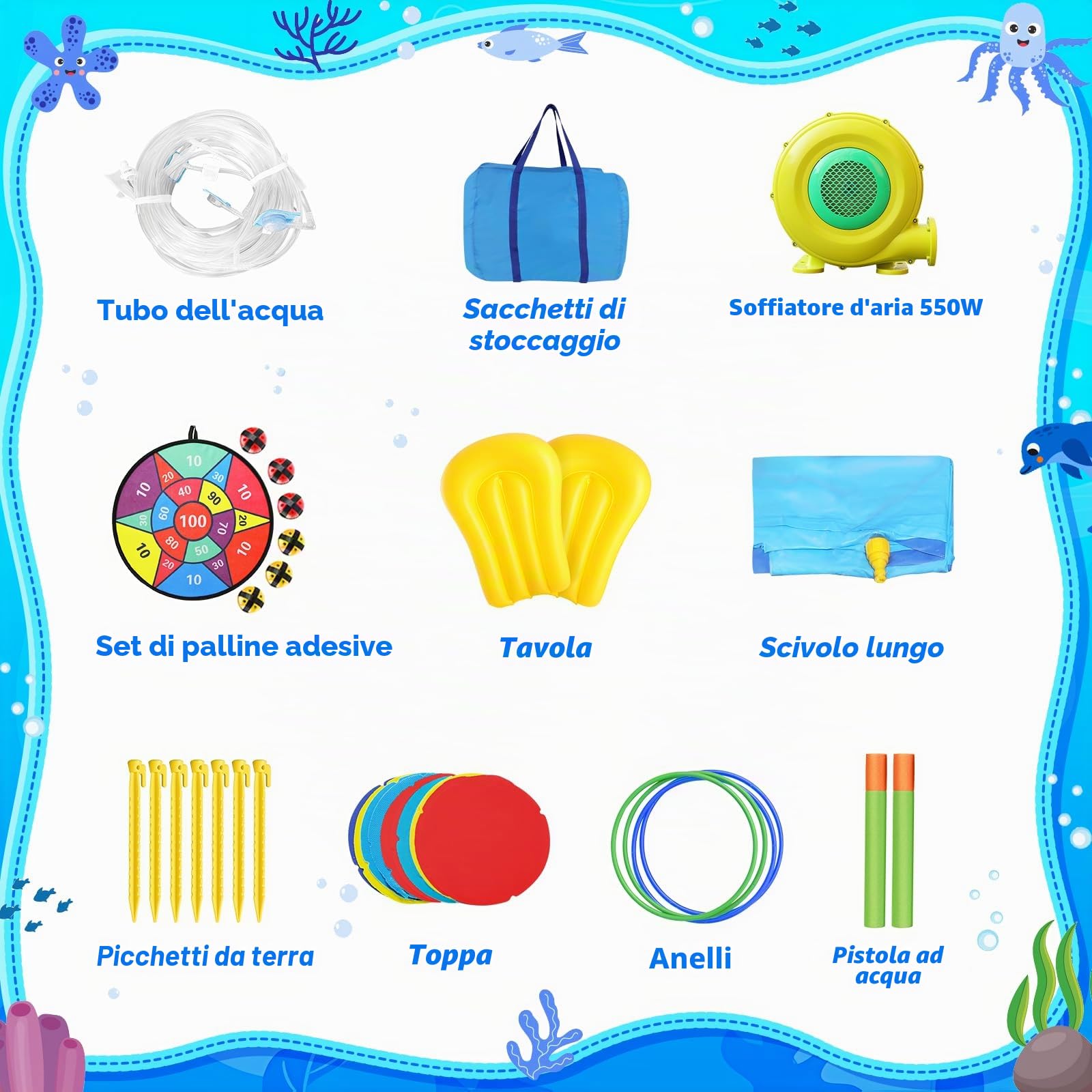 GYMMAL Castello Gonfiabile per Bambini con Parete d'Arrampicata, Doppio Scivolo e Scivolo Acquatico - Giochi da Esterno per Bambini 3-12 Anni (4x3,6x2,6m)