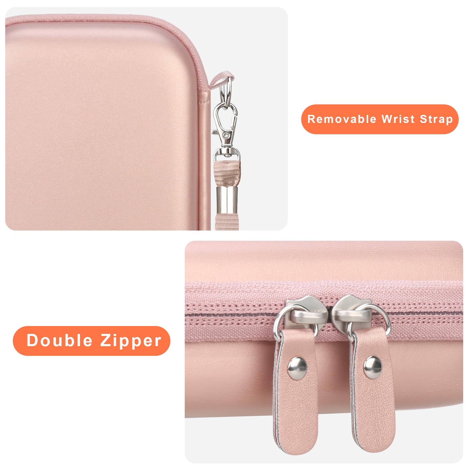 Canboc Carrying Case for Fujifilm Instax Mini Link 3/2/1/ Instax Mini Link+ Smartphone Printer, Mesh Pocket fit Instant Film and Cable, Soft Pink (Case Only): Rose Gold