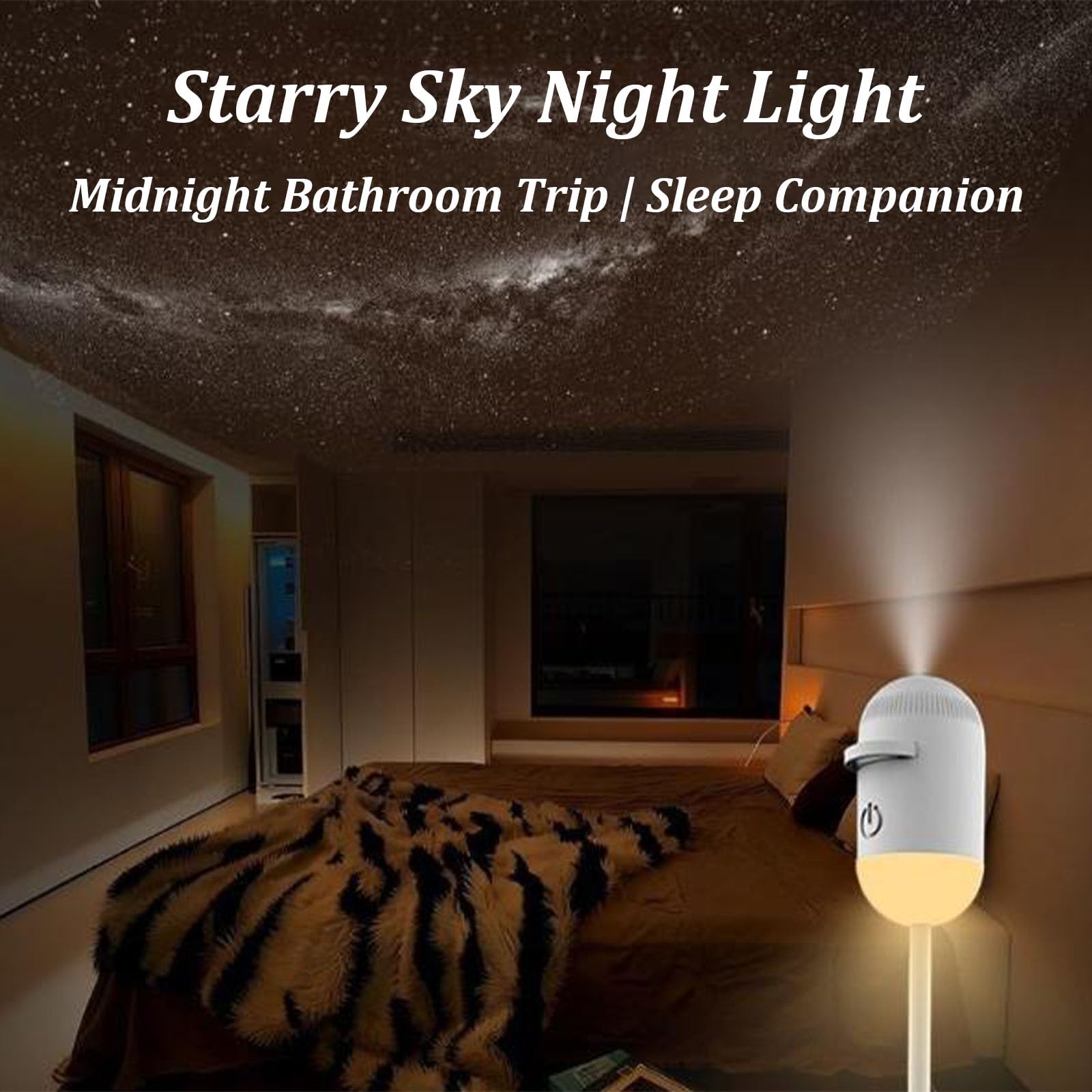 2026 New 2-in-1 Galaxy Projector Night Light with Multiple Projection Films, 2-in-1 USB Night Light & Galaxy Projector for Bedroom, Warm and Soft Lights (White-5 Projection Films) — view 5