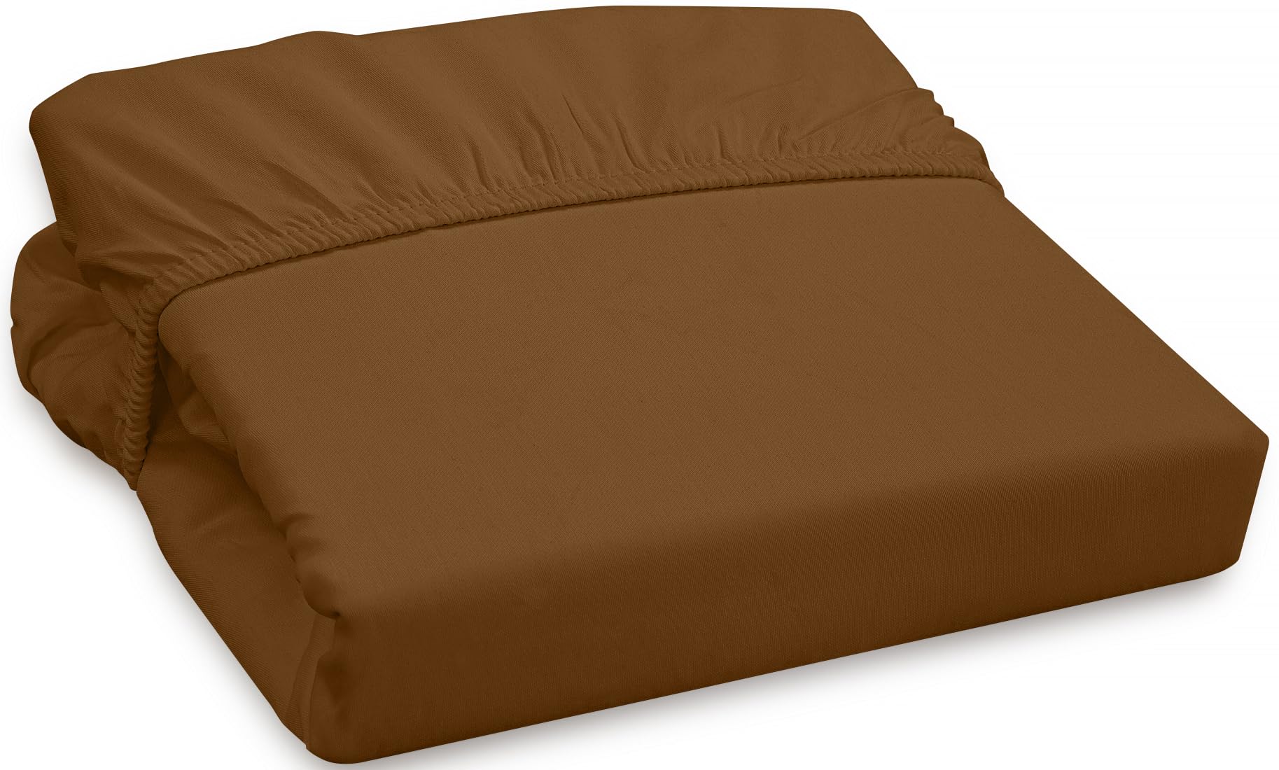 ROYALE LINENS 300 Thread Count 100% Long Staple Combed Cotton Fitted Sheet Queen - Super Soft Deep Pocket Bottom Sheet - Fitted Sheets Only - Elastic Sheets (Queen, Chocolate)