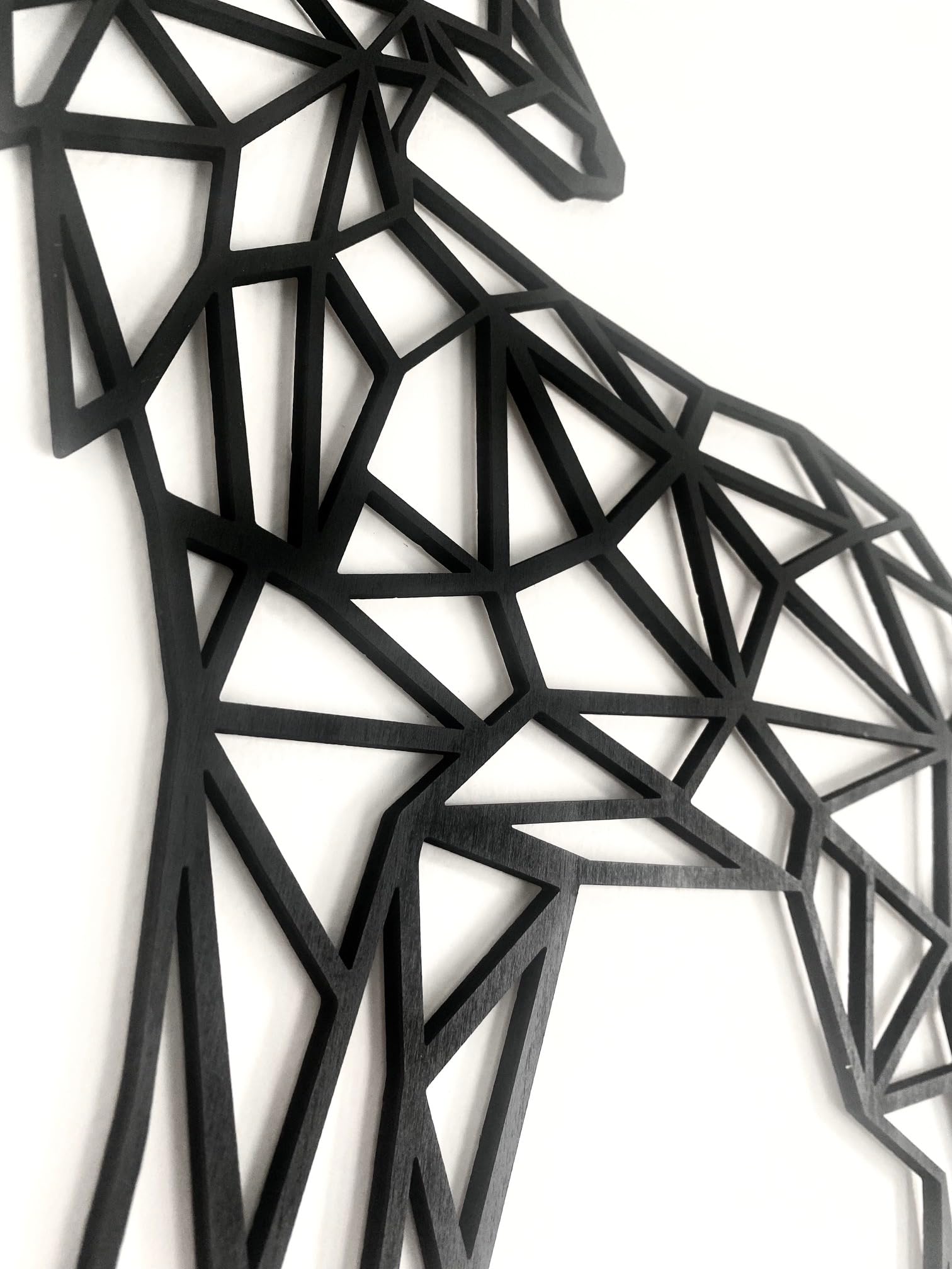 Décoration Murale Tête De Cerf Géométrique - Bois 50cm - Noir