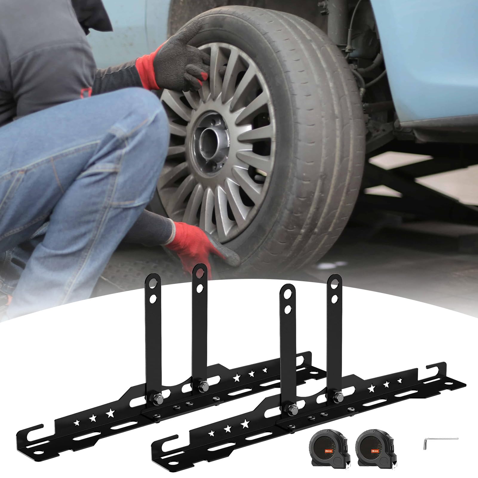 Radspur Einstellkit - Spurwinkel-Messgerät - Spur Einstellgerät Mit 2 Messbändern Für Wartung Heimwerkergarage Werkstatt Anhänger,Für Auto LKW Motorrad Anhänger Werkstatt Garage