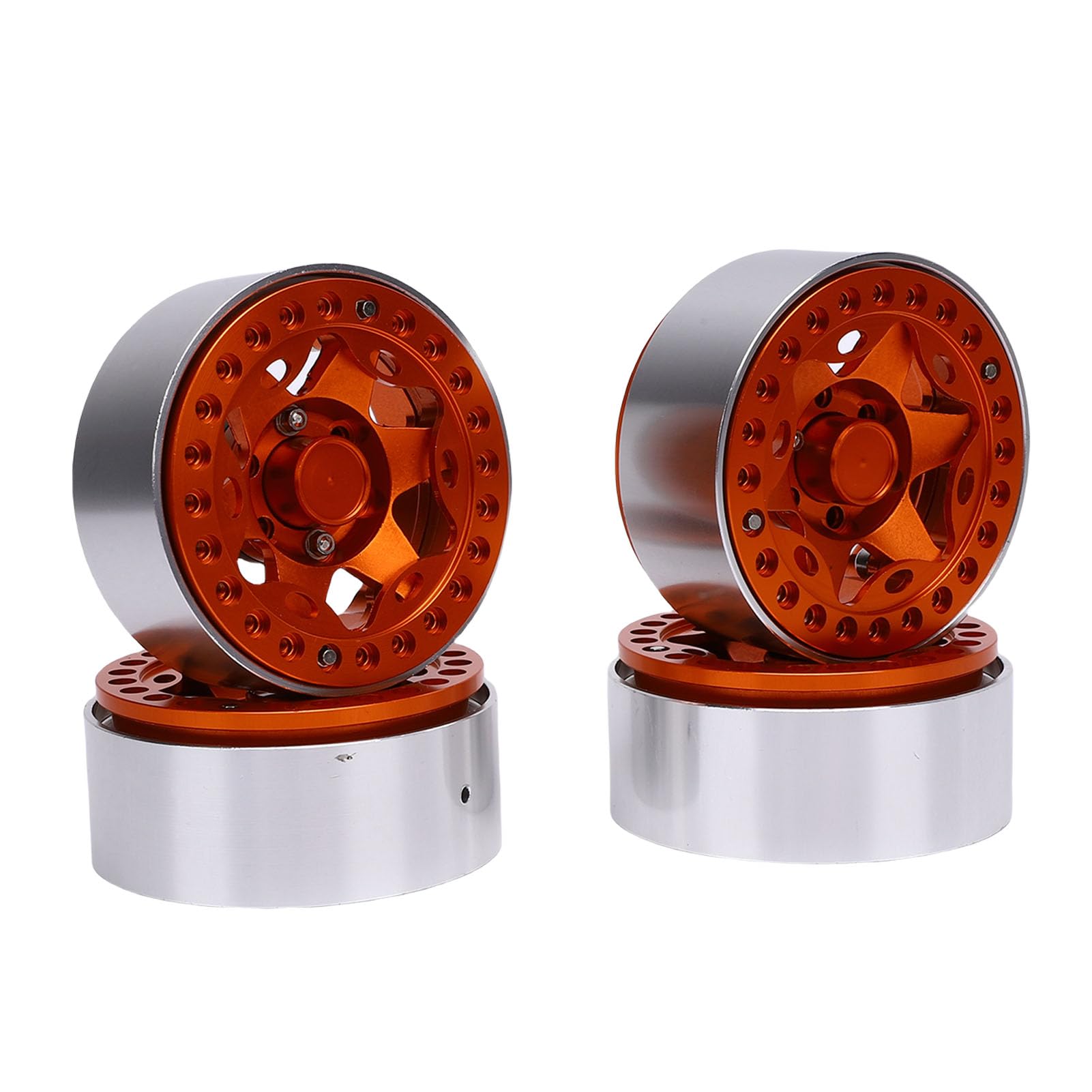 Cerchio Ruota Beadlock in Lega di Alluminio Leggero da 1.9 Pollici per Chenille RC, Installazione Rapida, Prestazioni Stabili, Confezione da 4 (Arancione)