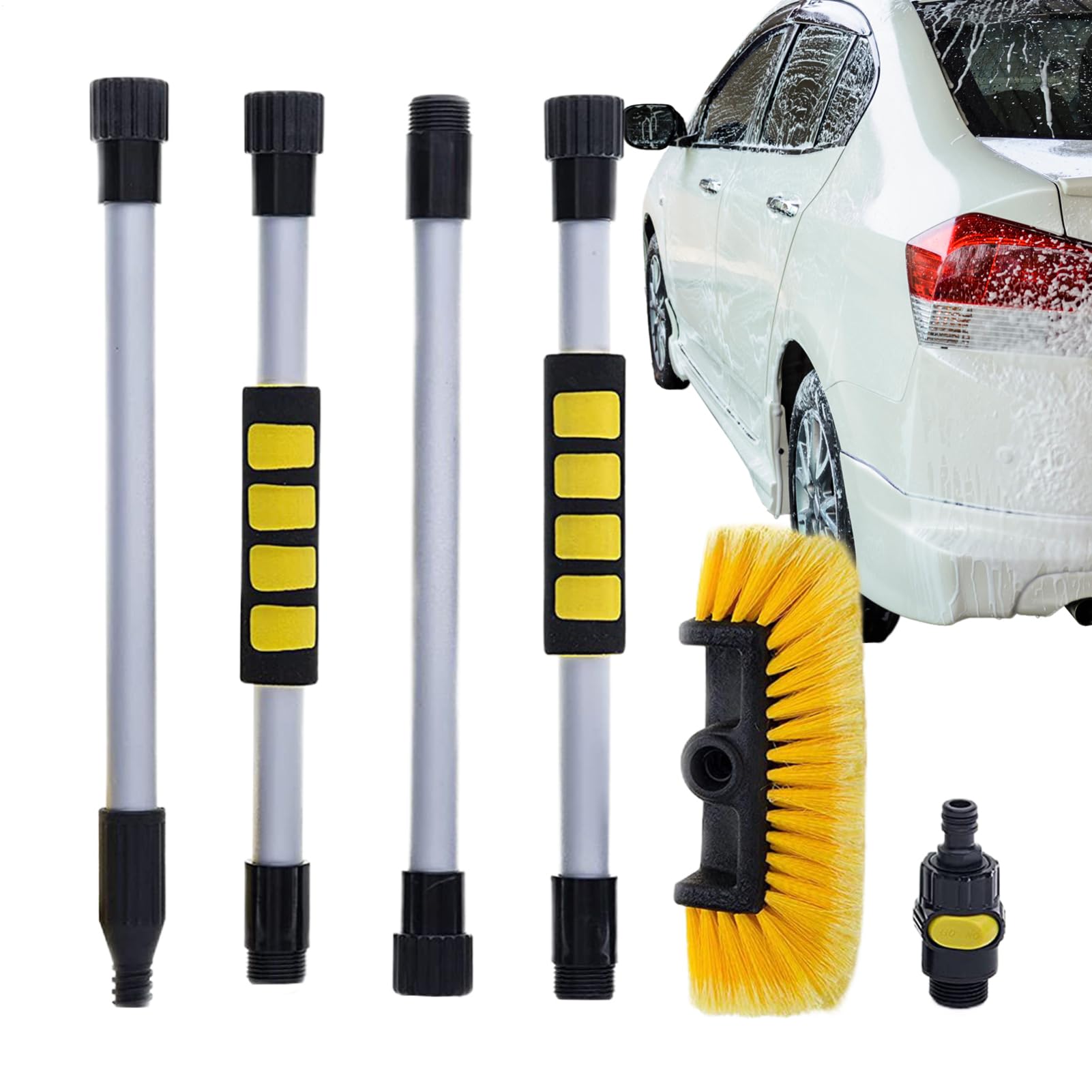 Générique Brosse de Lavage de Voiture | Tête de Brosse de Lavage de | Voiture à Poils Doux avec Fixation de Tuyau | Tête de Brosse de Nettoyage de à Poteau détachable, équipement de de et t