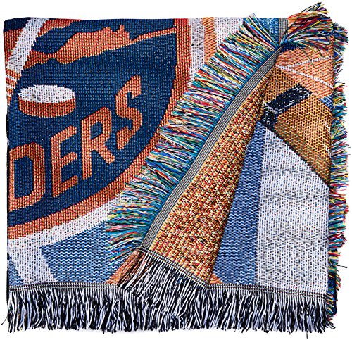 Northwest NHL Edmonton Oilers Unisex-Adult Woven Tapestry Throw Blanket, 48" x 60", Home Ice Advantage