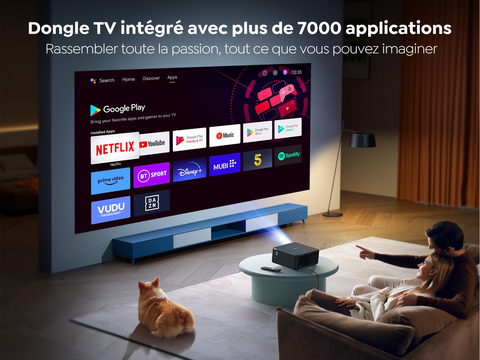 YABER Projektor FHD, wbudowany klucz do telewizora, Bluetooth K2s 800 ANSI WiFi6, dźwięk przez JBL/Dolby Audio, obsługiwany przez Native 1080P 4K, automatyczne ustawianie ostrości i keystone, LED