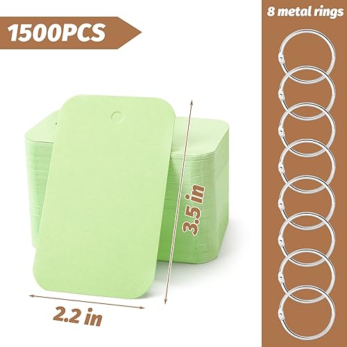 Miniatura 2 de Koogel 1,500 unidades de papel de índice multicolor con anillos de encuadernación, 7 colores de 2.2 x 3.5 pulgadas, tarjetas de estudio, tarjetas de