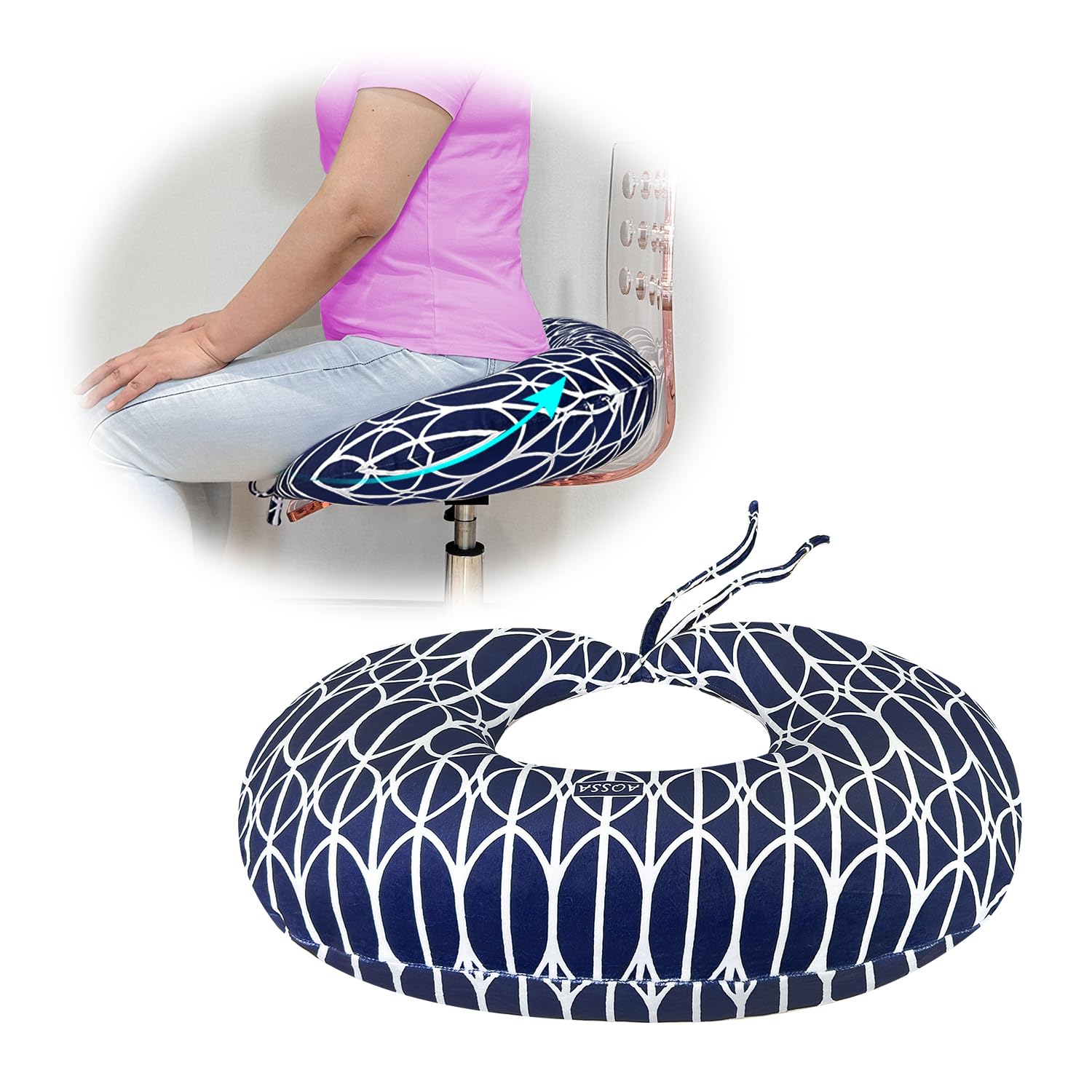 Mybow BBL Pillow After Surgery Brazilian Butt Lift Pillow Post Surgery Recovery for Sitting Sleeping Driving Booty Butt Pillows for Women Lumbar Back Hip Cushion Seat Support Foam BBL Wedge Pillow