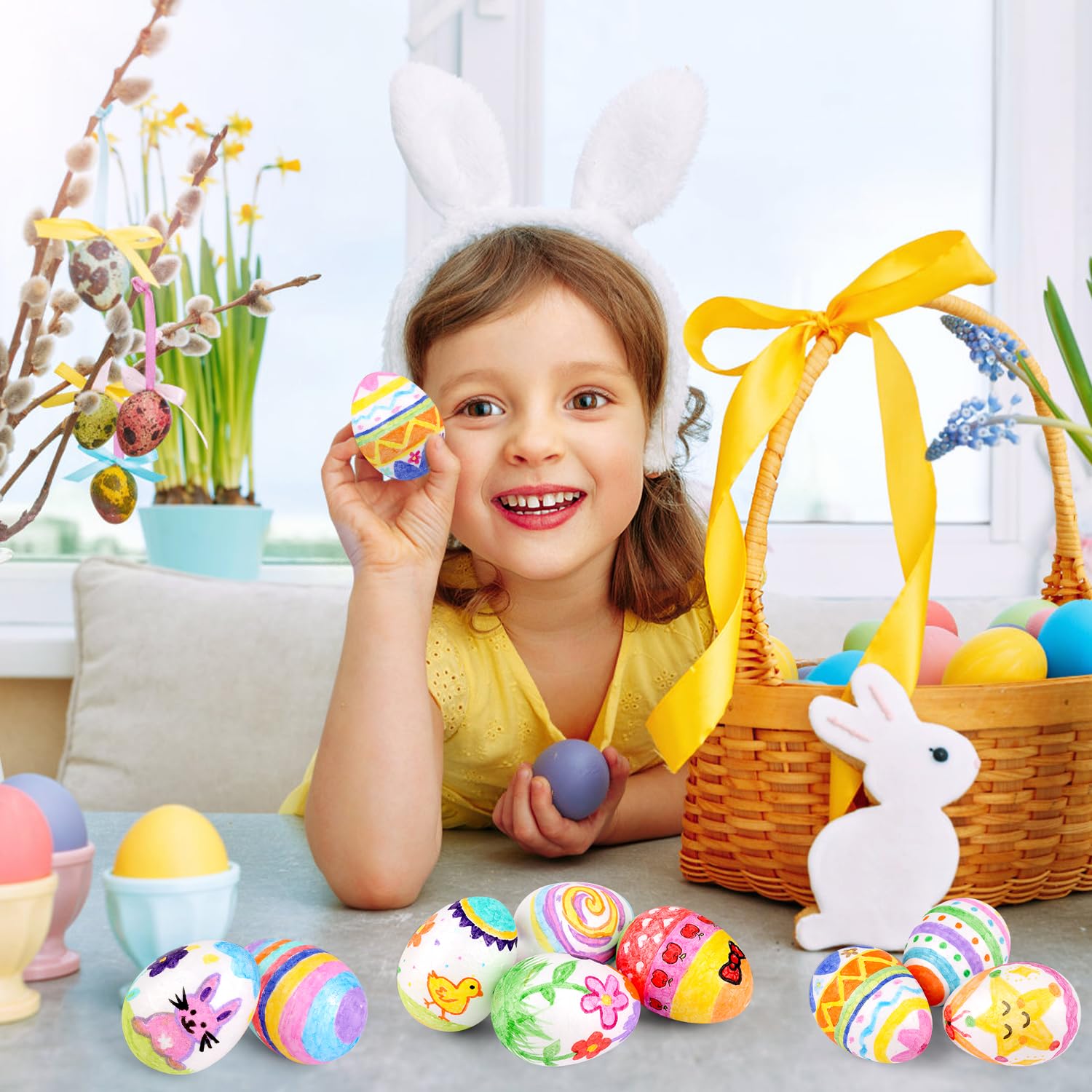 SULOLI Œufs de Pâques en Plastique 6cm Lot de 25 Décorations DIY