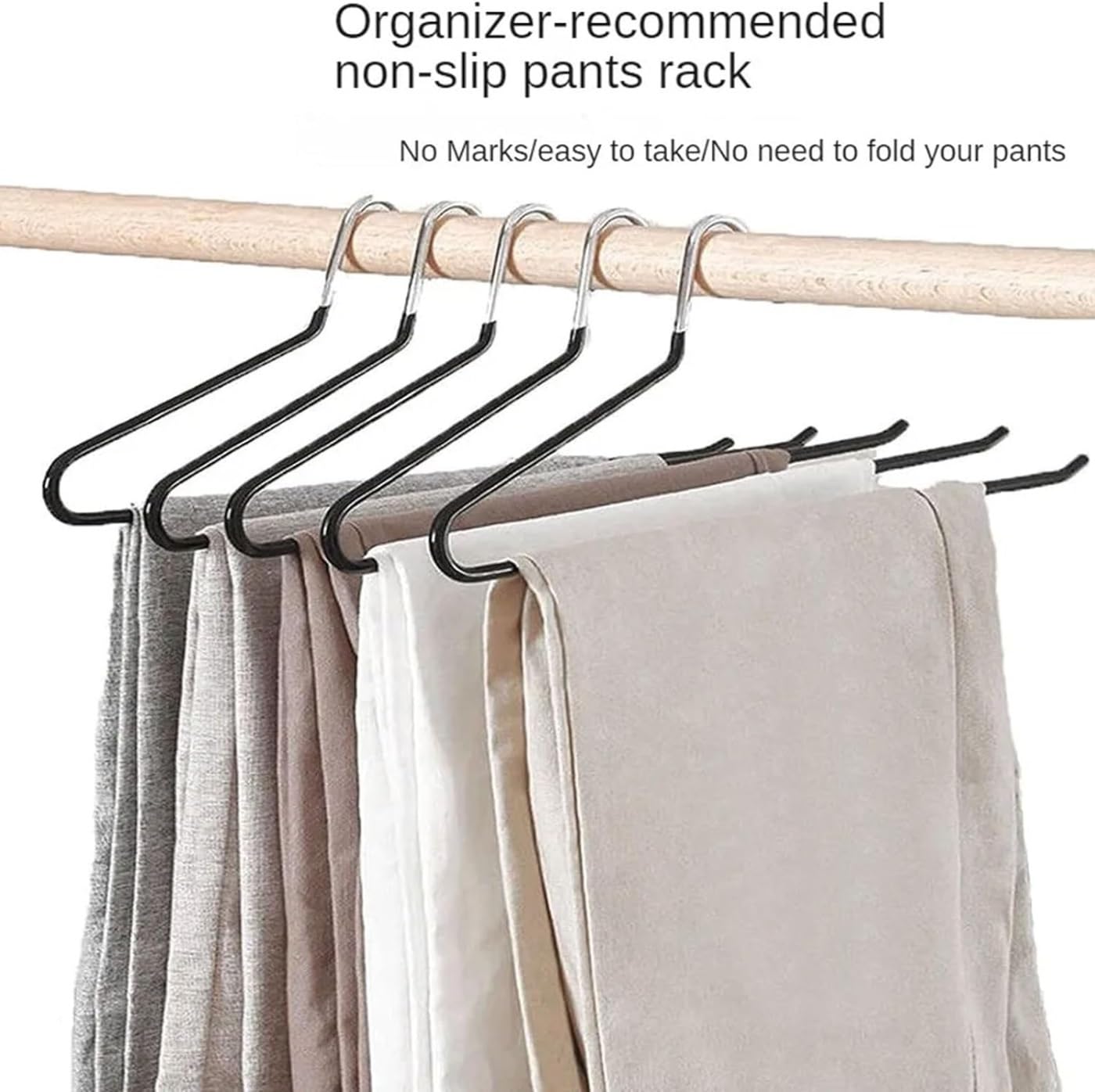 Perchas Ropa 10 Uds Perchas para Pantalones Metal De Extremo Abierto Antideslizantes Toalleros Organizadores Suministros Almacenamiento Ropa Perchas Antideslizantes(White)