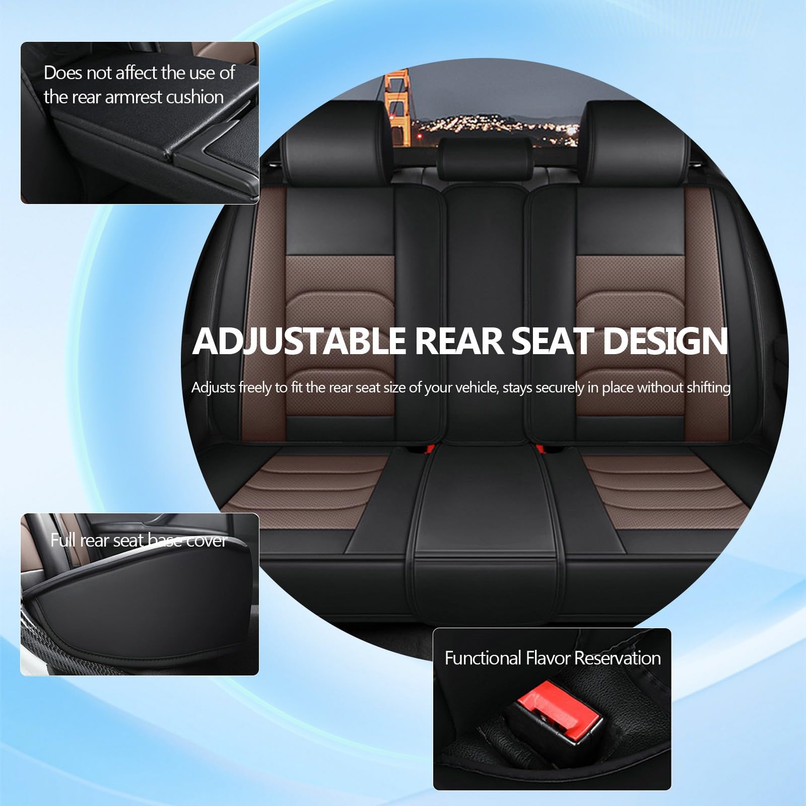 Genérico Funda Asiento Coche para Citroen C3 Aircross 2021-2026, 5 Piezas Piel Sintética, Impermeable y Antidesgaste – Protectores Asiento Coche Delanteros y Traseros, Fáciles de Limpiar