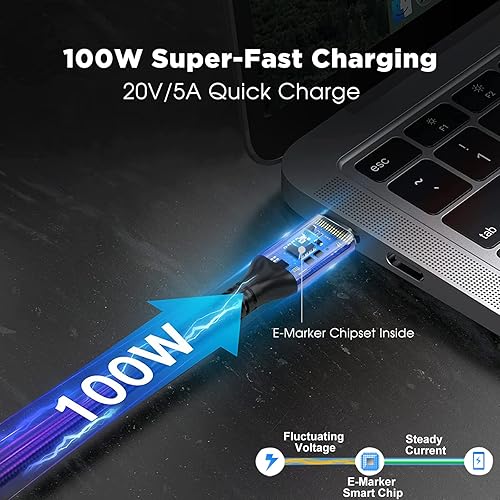 Miniatura 3 de VCOM Cable USB 4 para cable Thunderbolt 4 de 4 pies, cable de 100 W con datos de 40 Gbps y 8K a 30 Hz 5K a 60 Hz o video 4K dual, compatible con