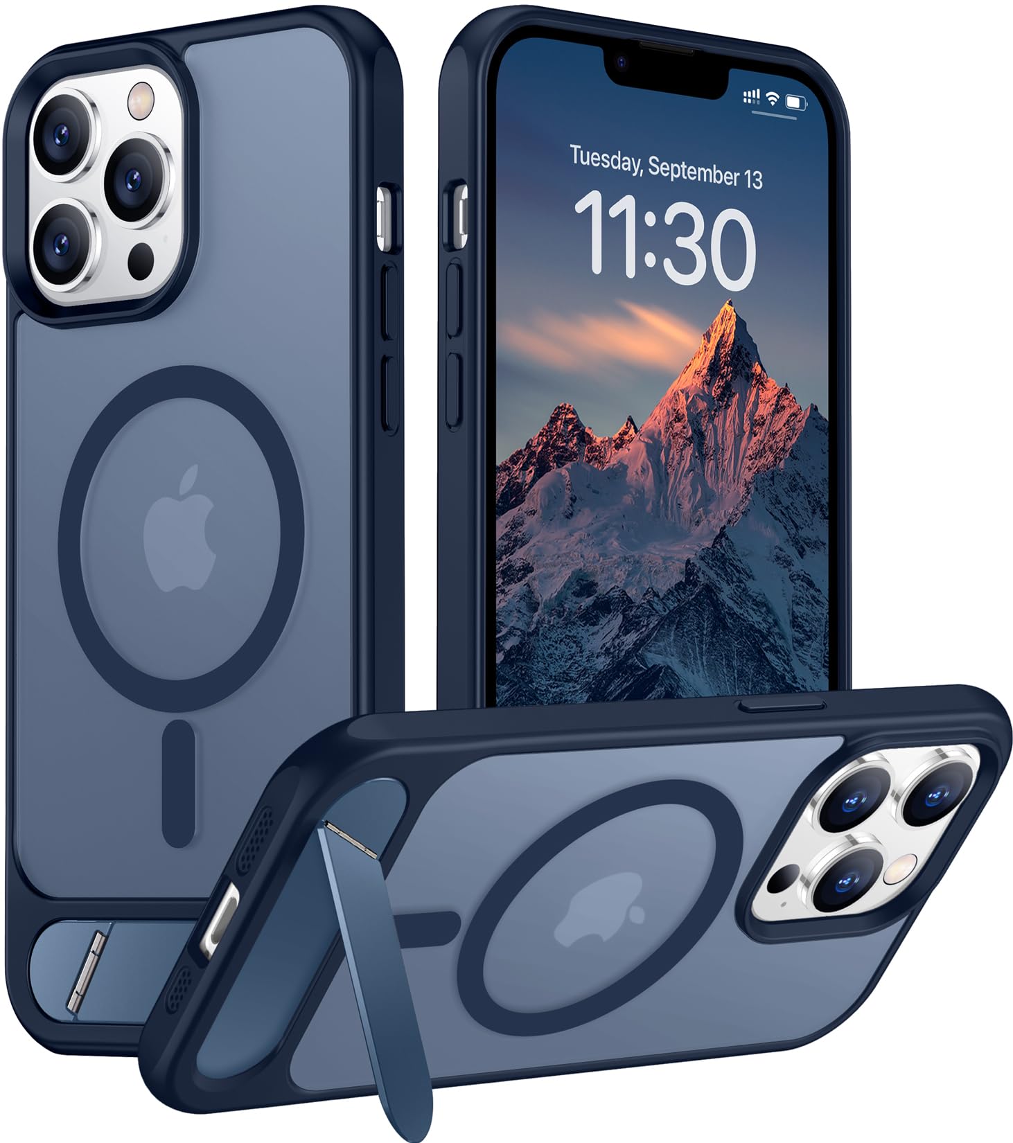Temdan Magnetic Compatible with iPhone 13 Pro Case, [Built-in Invisible Kickstand][Compatible with MagSafe] [Military Grade Shockproof] Slim Translucent Matte Phone Case for iPhone 13 Pro 6.1"