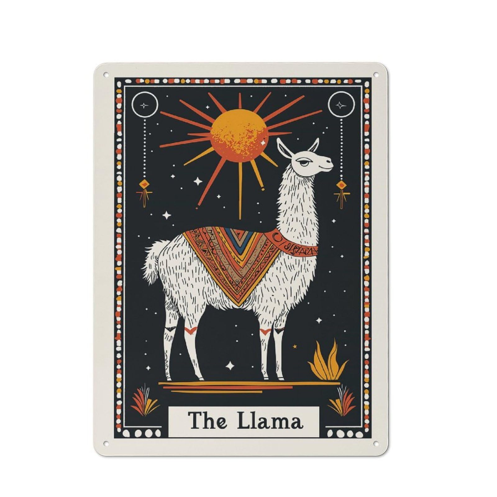 Junmoney Style-18 Tin Wall Plaque 40X30cm With The Llama Card For Workshop Wall, Housewarming Wall Decor For People Furnishing Workshop