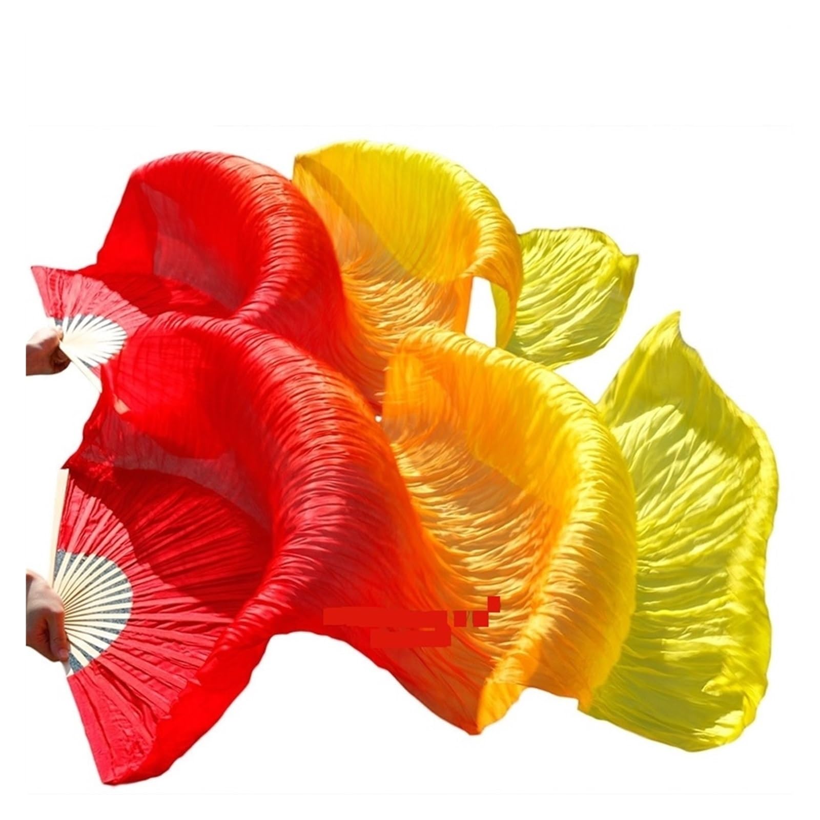Abanico De Baile De Plumas Niño mujer vientre baile ventilador 1 par gradiente color bailarín práctica larga imitación seda fans(19,1 pair-210x90cm)