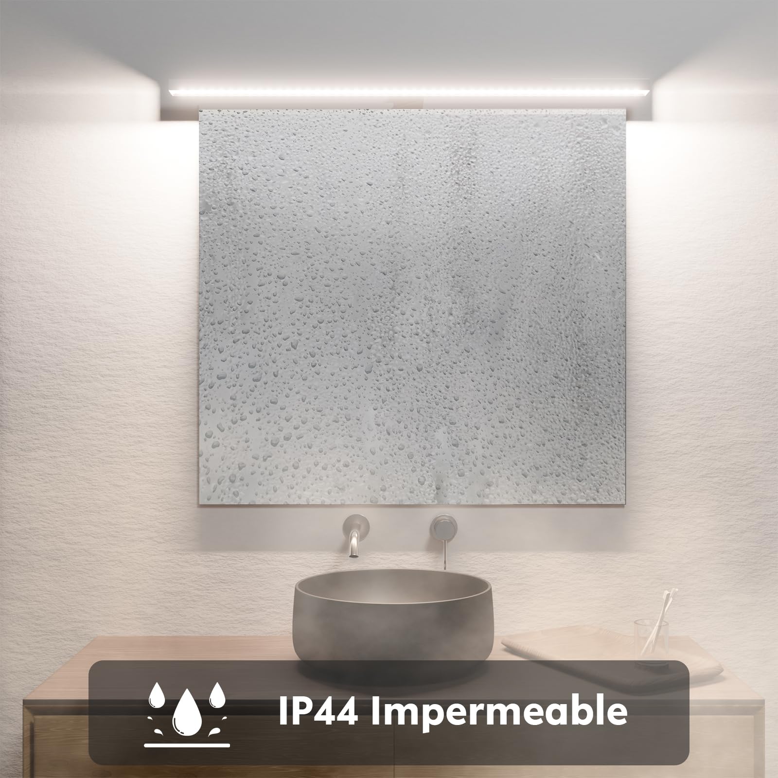 Hommie Lampara Espejo Baño 60CM, Blanco Natural 4000K I 15W I 1200LM Luz de Tocador, Impermeable IP44, Ideal para Baño I Gabinete I Maquillaje