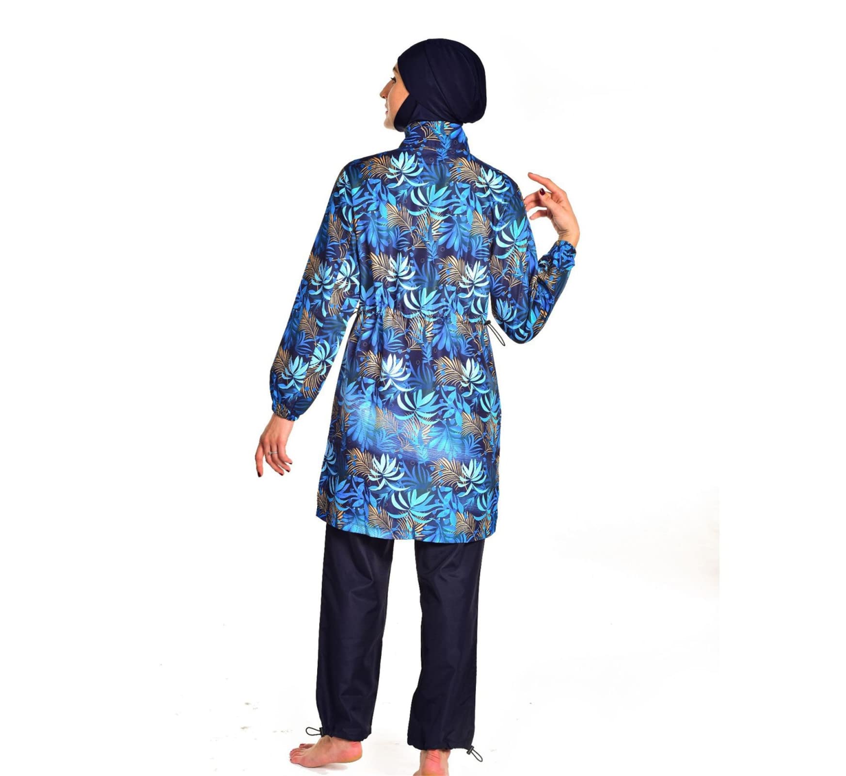 Modest Reißverschluss Badebekleidung für Damen Muslimischer 3-teiliger Surfanzug Langarm Badeanzug Burkini Sonnenschutz Badeanzug