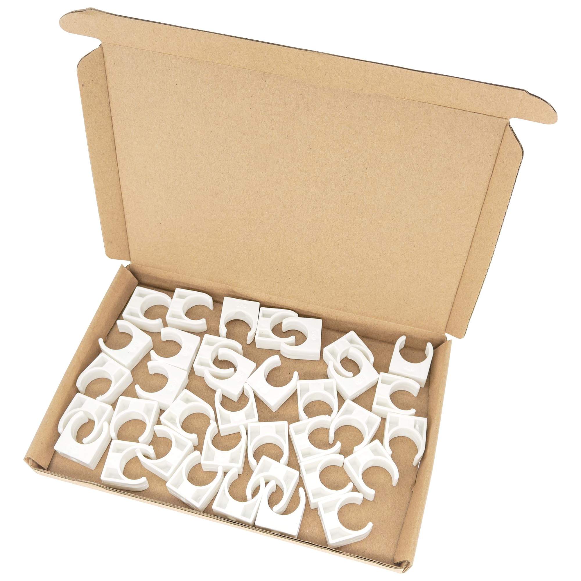 36-Pack Plastic Pipe Clamps - White Single Pipe Clips (20mm) - Image 3