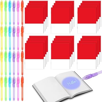 48Pcs Invisible Ink Pen with Anime Themed Notepads Animation Party Favors Spy Pens Magic Marker with Light Red White Video Game Mini Notebook for Birthday Gifts Goodie Bags Stuffers