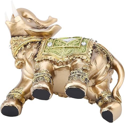 Miniatura 5 de Estatua de elefante verde, tronco, figura coleccionable, riqueza, suerte, Feng Shui, decoración para el hogar, regalo de 3.9 x 1.8 x 3.9 pulgadas