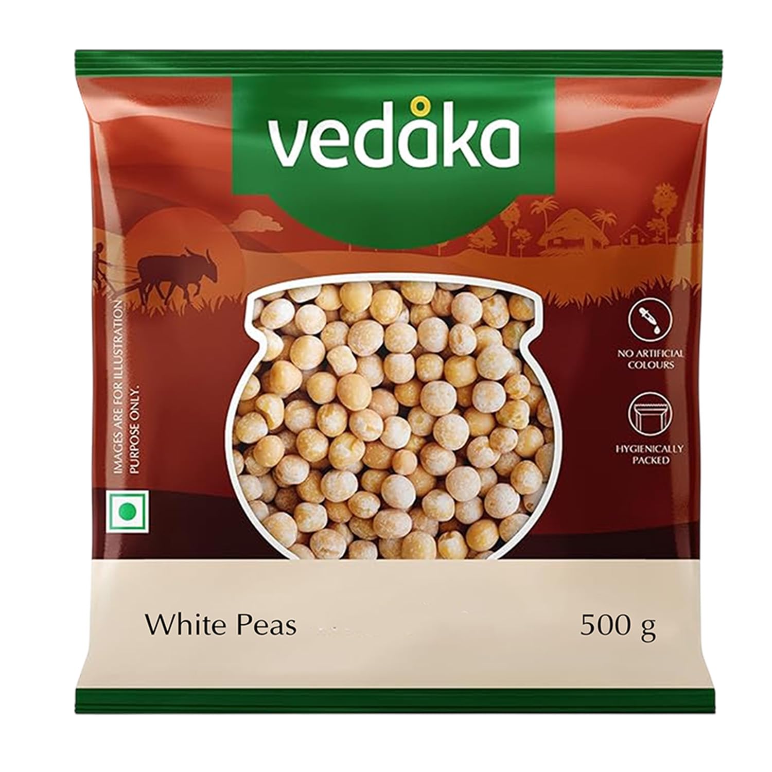 Amazon Brand - Vedaka Premium White Peas, 500g