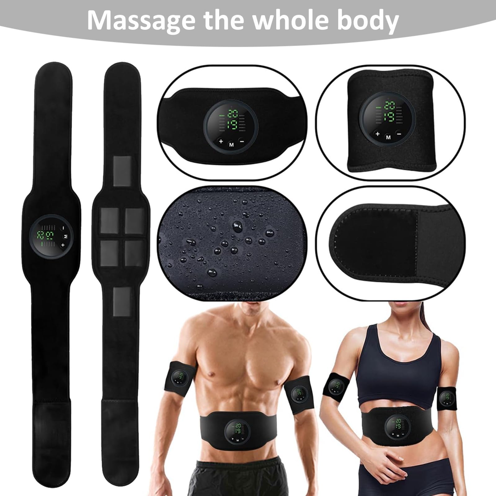 Elettrostimolatore per Addominali EMS Stimolatore Muscolare, 12 modalità e 19 Livelli di Intensità Regolabili. Adatta per Allenamenti Addominali, Braccia e Gambe
