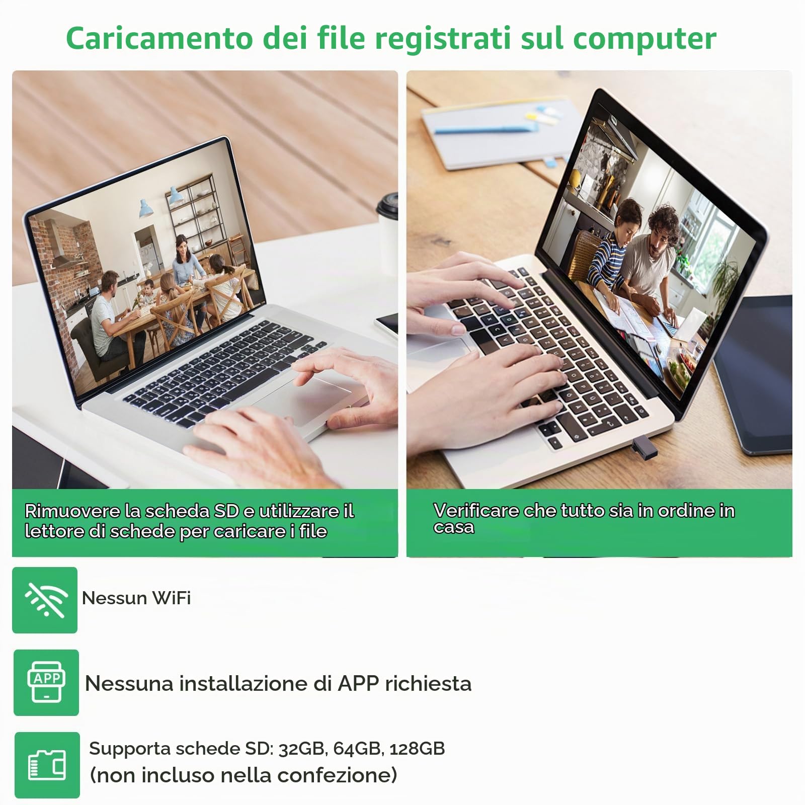Telecamere di sorveglianza, Mini telecamera HD 1080P con caricatore USB, Videoregistratore, Registrazione continua e rilevamento del movimento, Funzione di carica USB, Telecamera di sorveglianza per