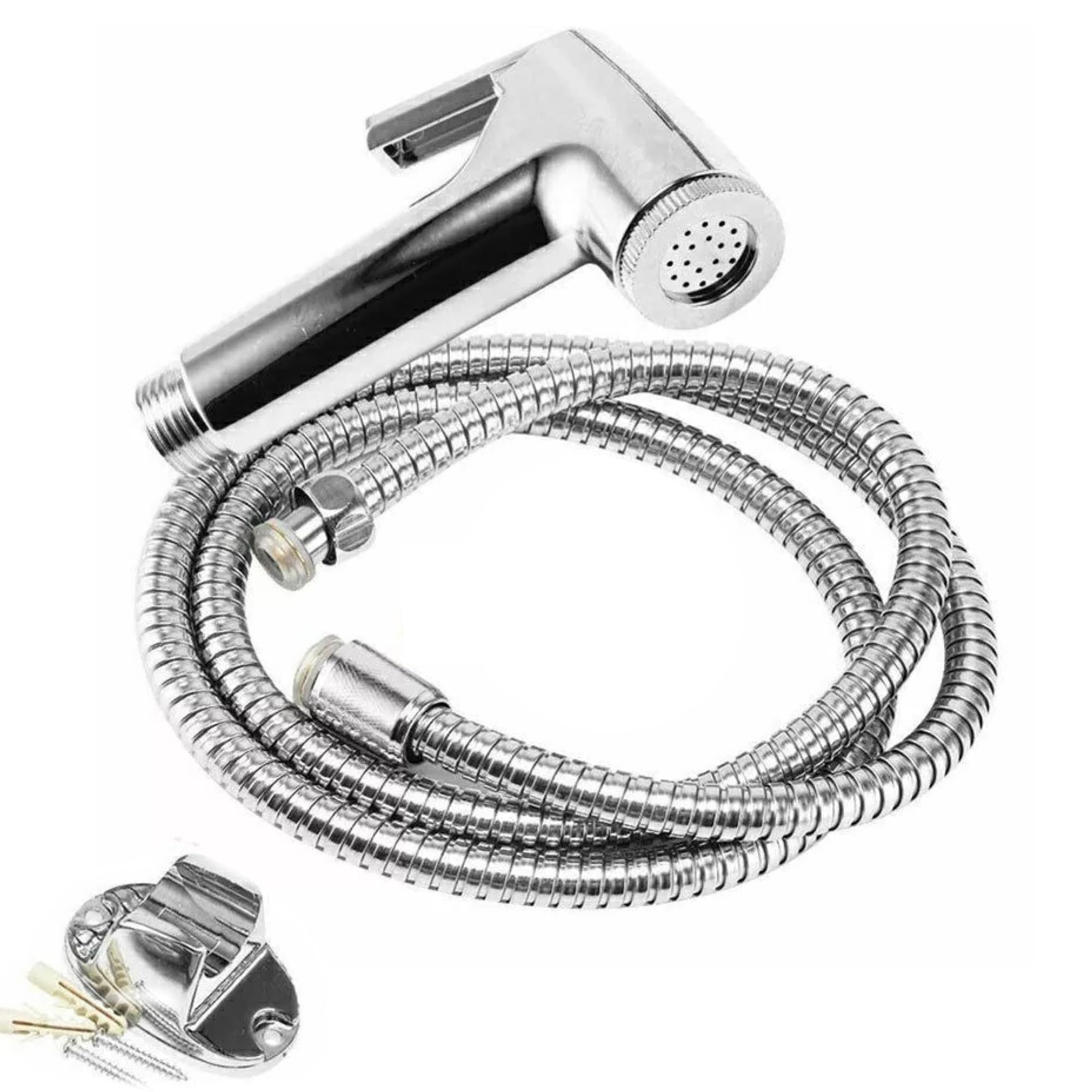 Sterlingedge Silver Universal Chrome Muslim Shower Handheld Head And Hose Bidet Hose Hygienic Shower Spray Tap For Toilet,Bathroom Sprayer